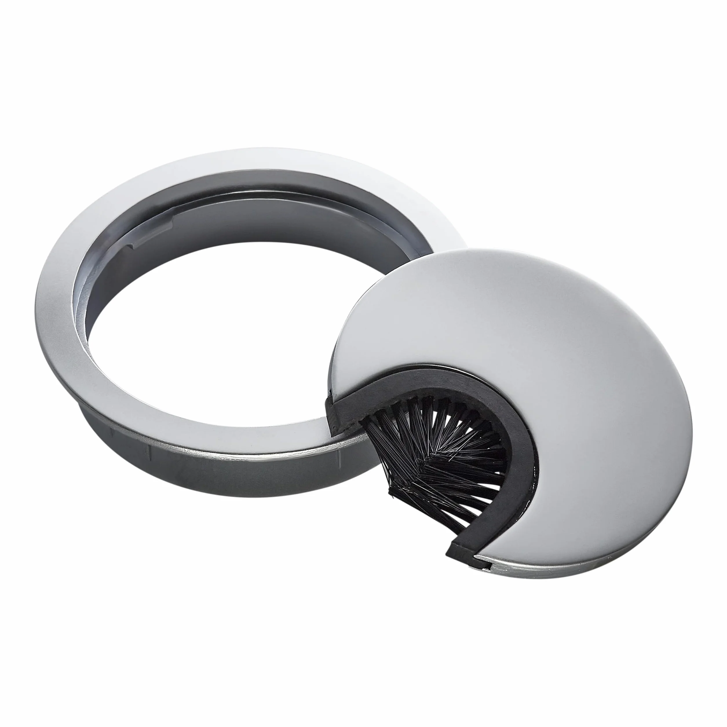 SOTECH 2 pièces Passages de câbles en métal chromé mat Dimension de perçage Ø 60 mm Bureau avec joint anti-poussière
