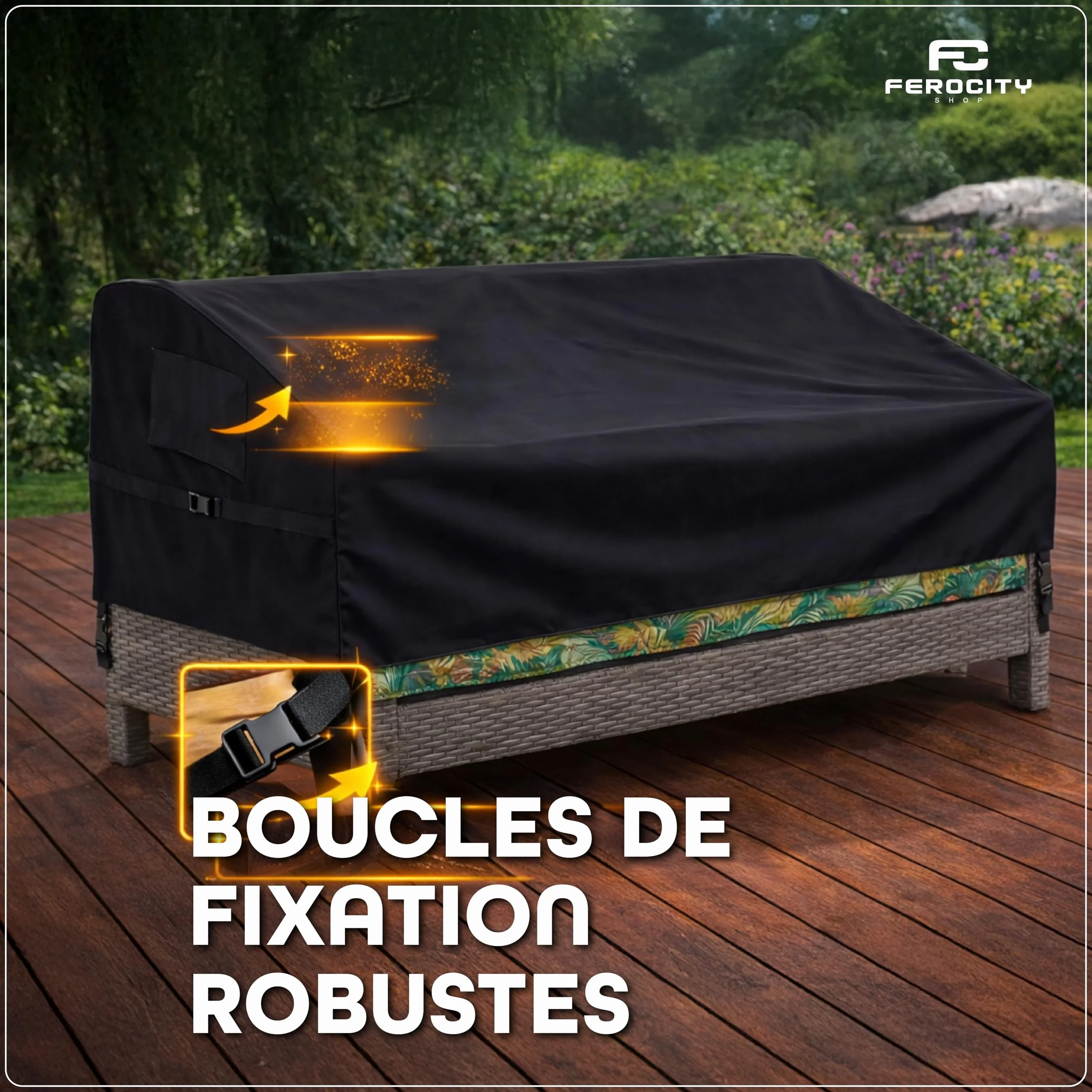Housse de protection sur mesure pour banc de jardin respirante coupe-vent 2/3/4 places robuste