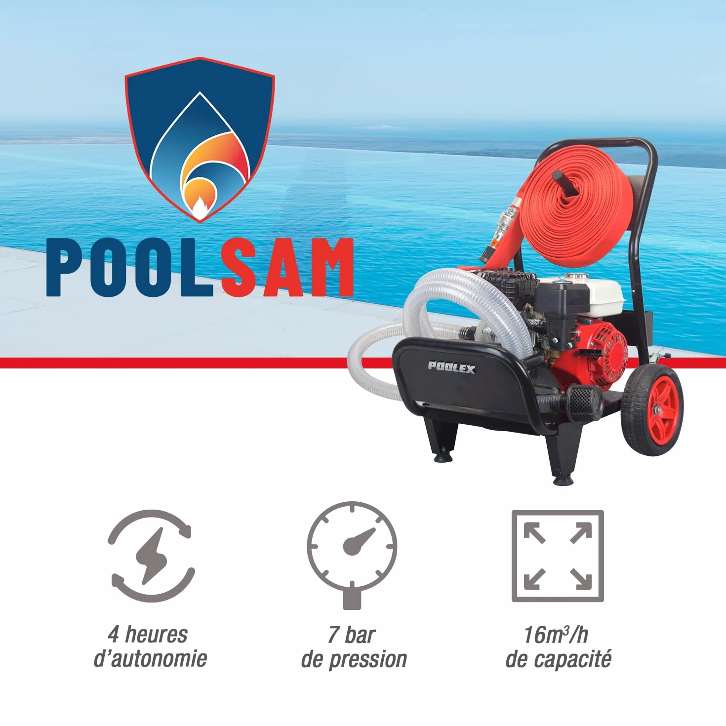 Poolex Pompe de Défense Incendie Forêt 16m³/h 7CV 7 Bar
