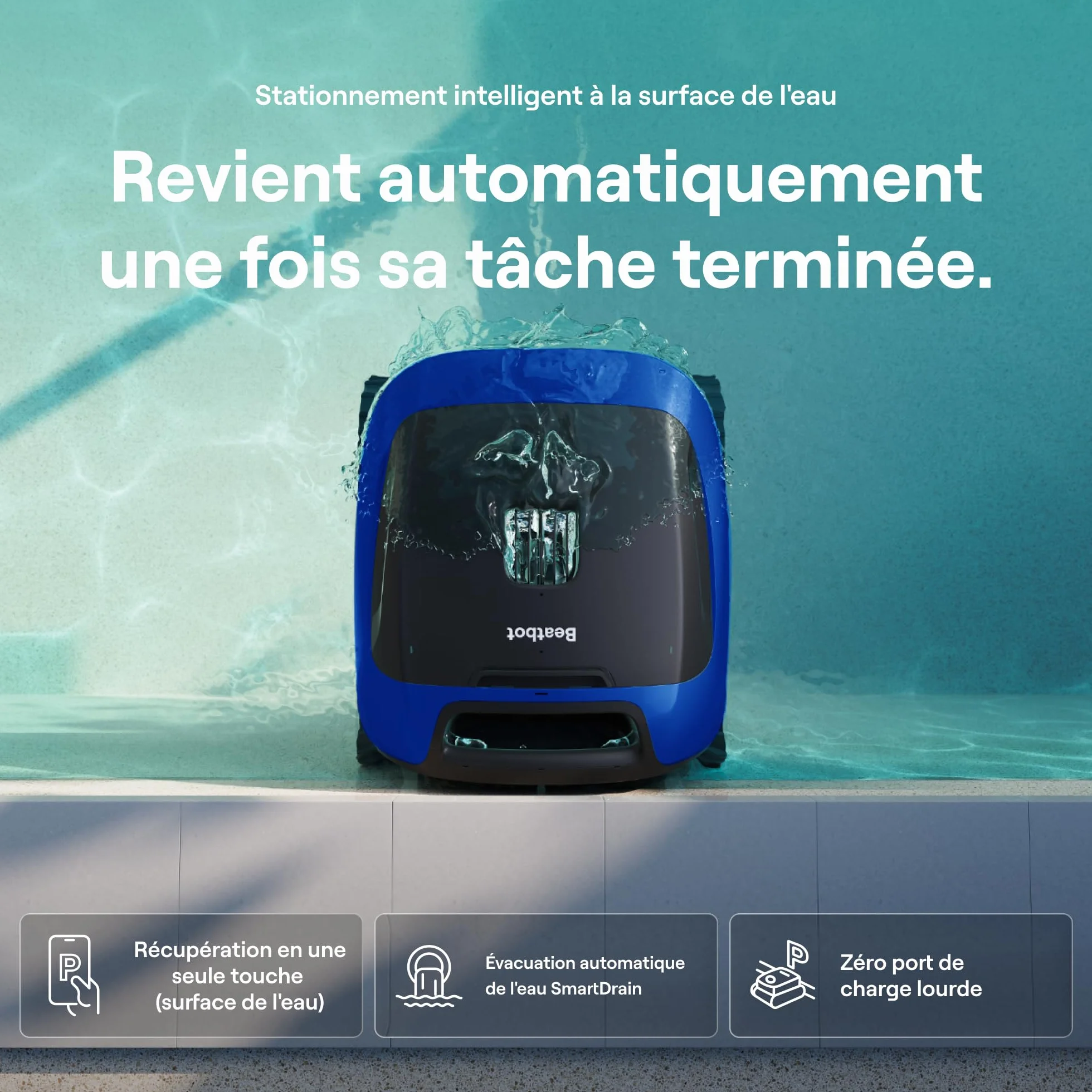 Beatbot Sora 30 Robot Piscine sans Fil, Aspirateur Piscine Puissant, Autonomie 5h, Contrôle Via App