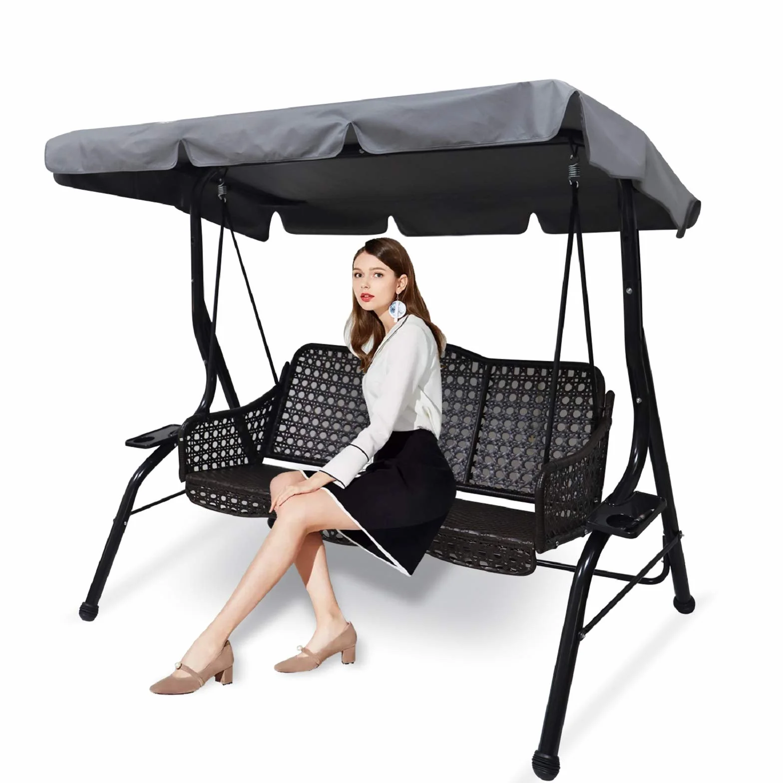 Housse de Rechange Toit Balancelle Jardin Imperméable Protection UV Gris L