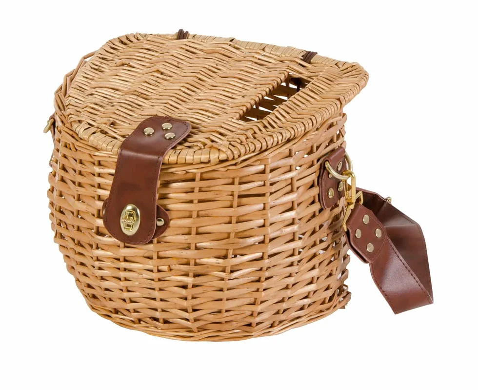 Verdelook Panier portafunghi en Osier avec Couvercle et bandoulière 30 x 20 cm H 24 cm