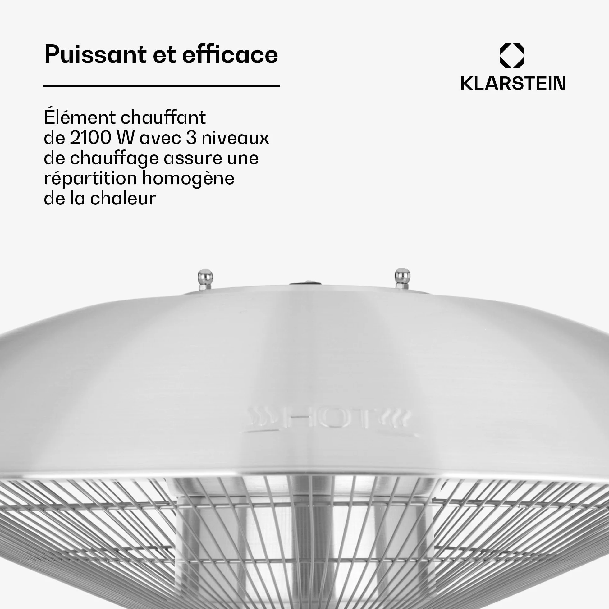 Blumfeldt Heat Guard Parasol - Chauffage extérieur infrarouge 2100W, Radiateur sur pied, IP44 Argent
