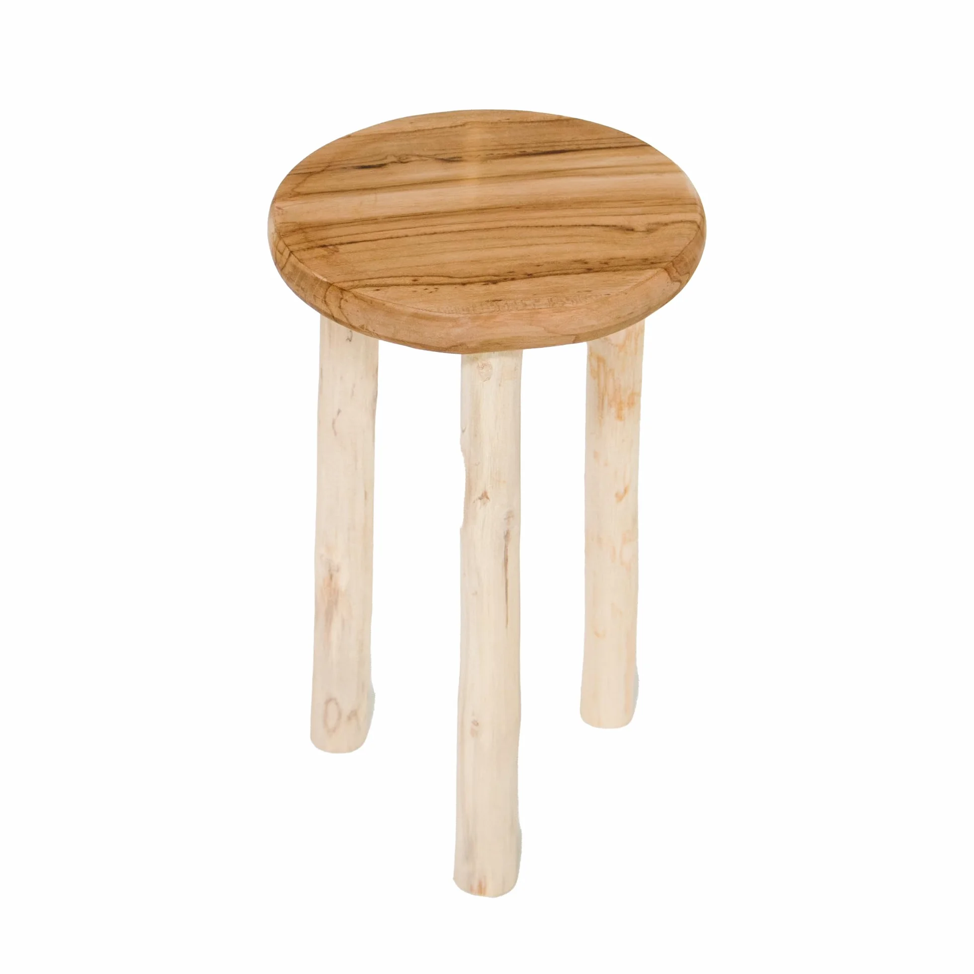 Tabouret rond en bois de teck Ø 25 cm x 42 cm