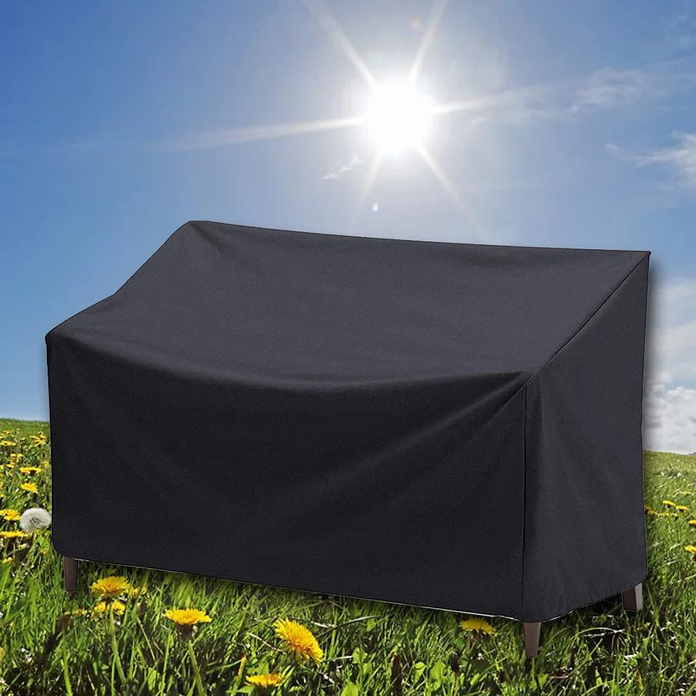 Housse Banc de Jardin 2 Places Étanche Anti-UV 210d Oxford 134x66x89/63cm Noir