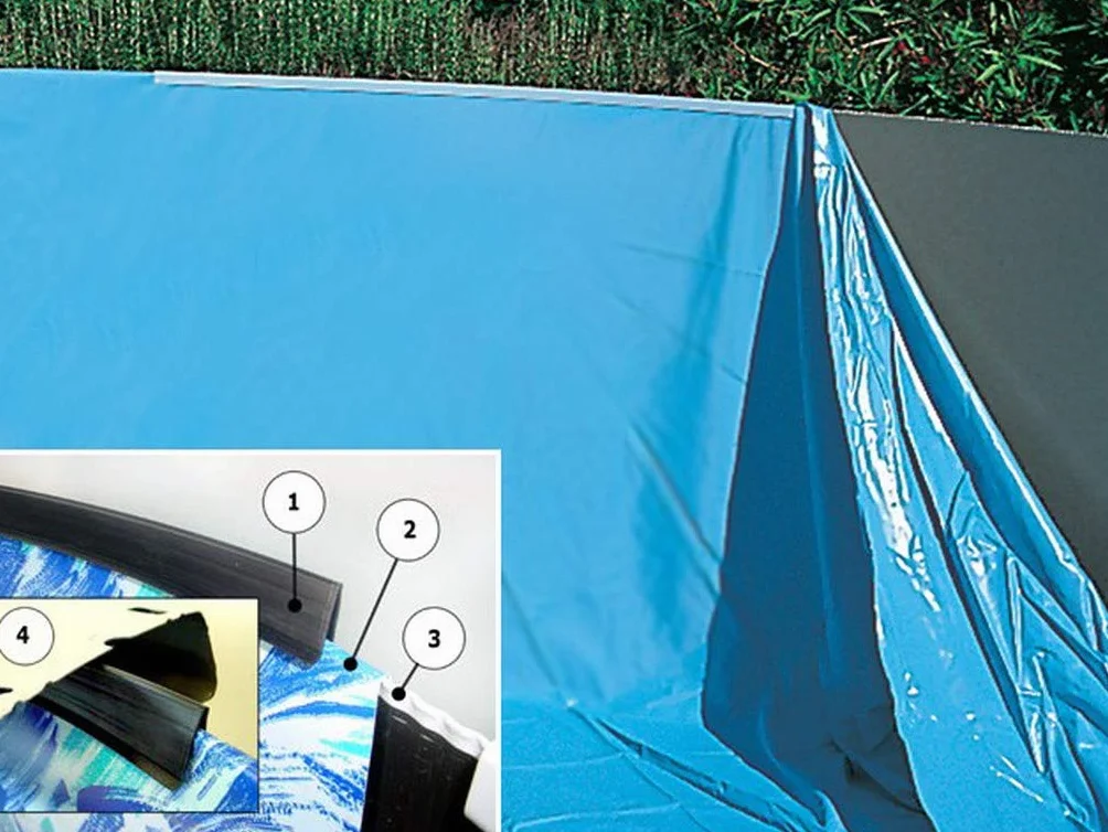 Liner Piscine Hors Sol Ovale 730x370 cm Hauteur Paroi 1.22-1.32m Montage Overlap Bleu Uni