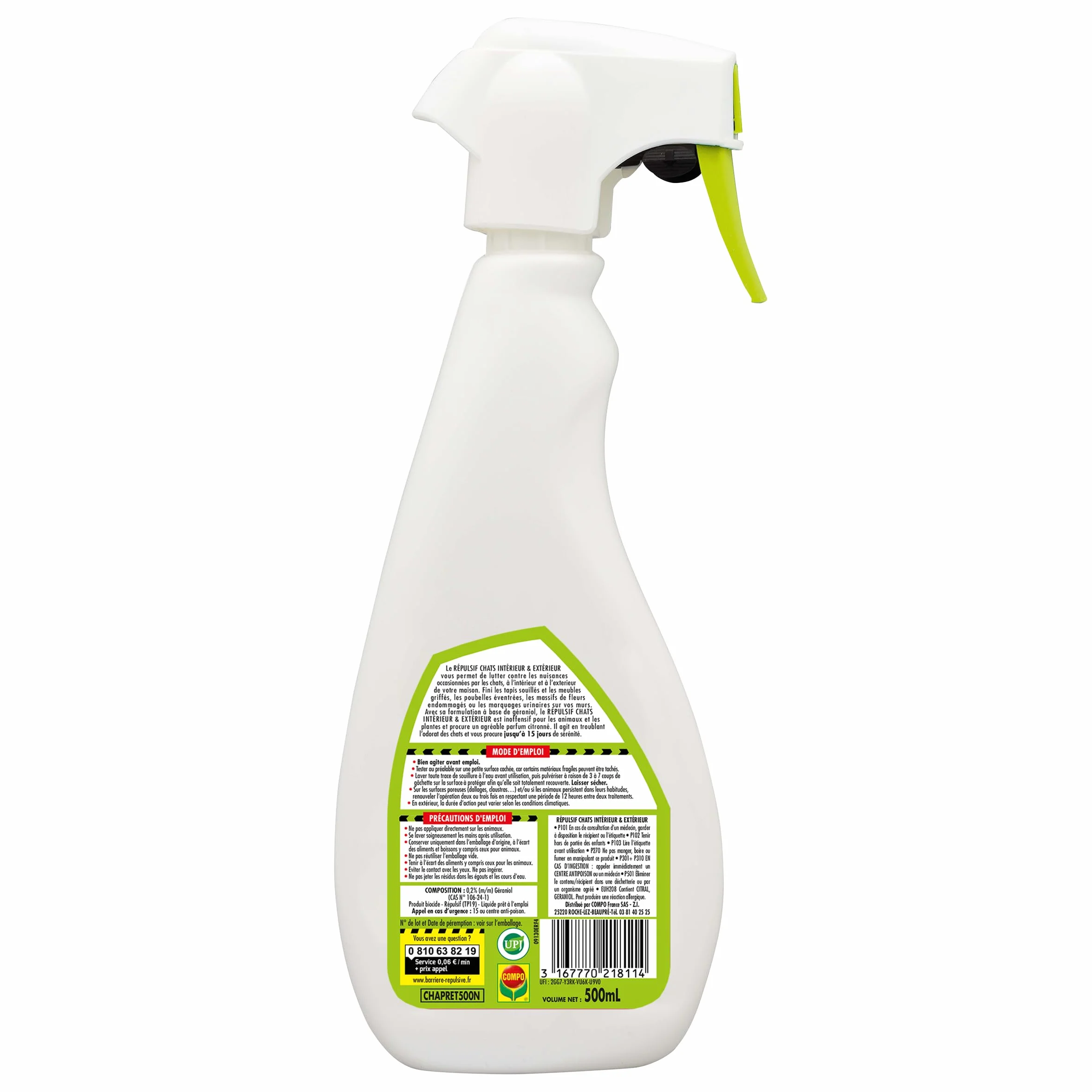 Répulsif Chats Intérieur Extérieur 500 mL