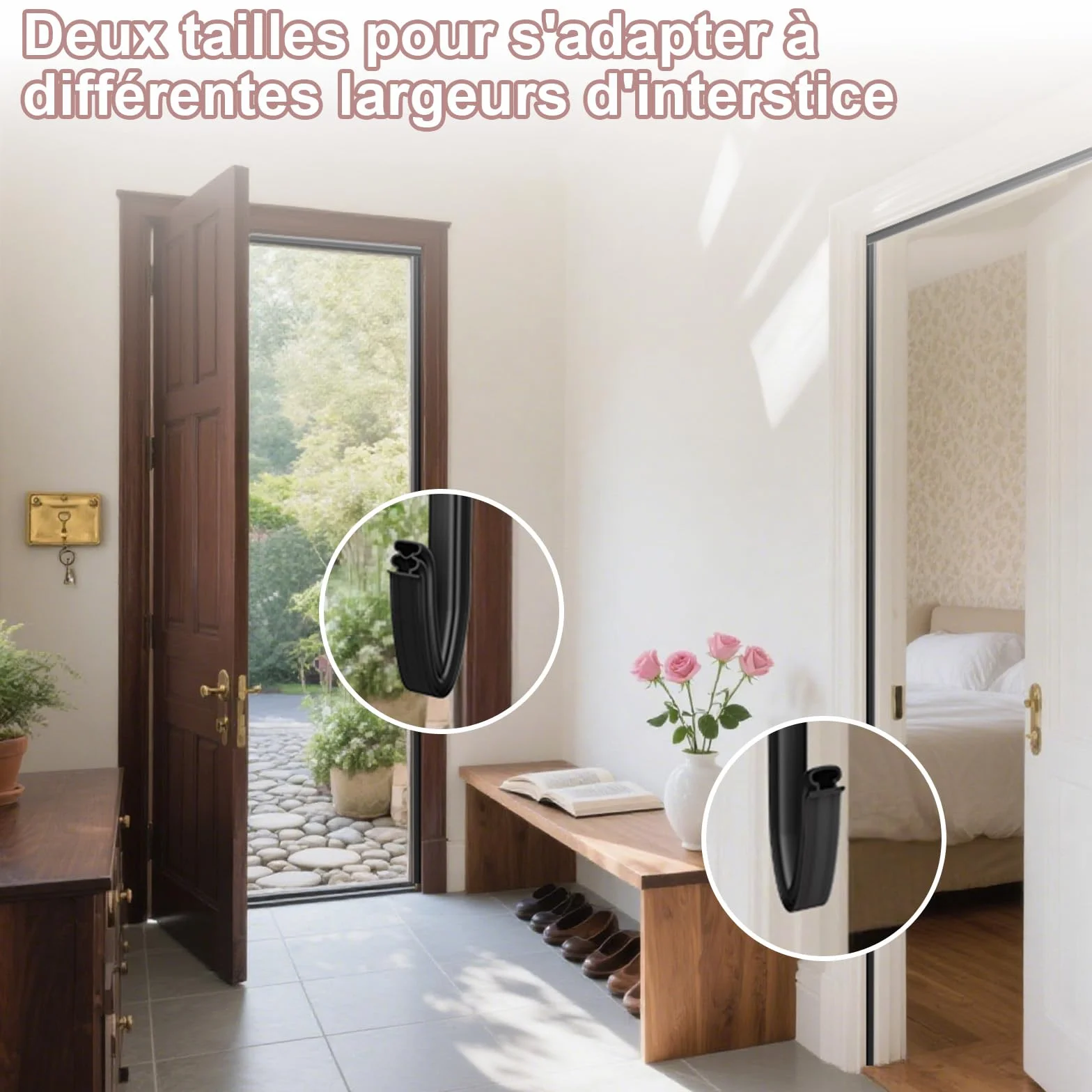 Joint de Porte Autocollant en Caoutchouc - Bande d'Étanchéité avec Isolation Phonique, Efficacité Énergétique, Résistance aux Intempéries, pour Fenêtres, Portes d'Entrée & Intérieurs, 7m Noir