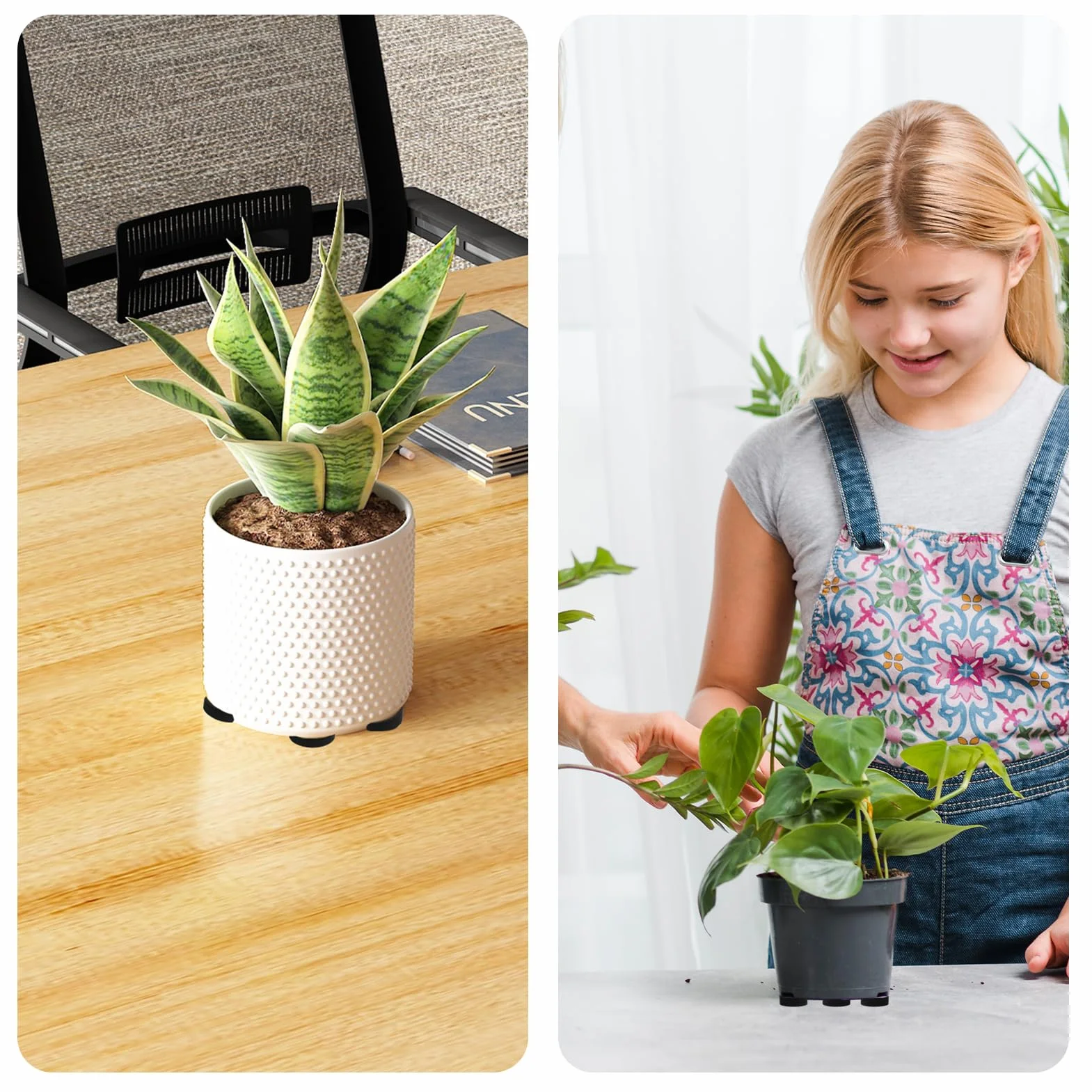 Pied Pot de Fleur Invisible 40 PCS, Élément Antidérapant Élévateur de Pot avec Capillary Felt Pad pour Drainage Protection Sol Intérieur Extérieur
