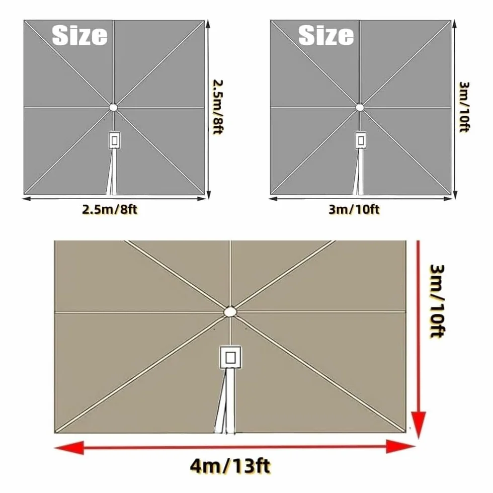 Housse De Rechange Parasol Déporté 2.5x2.5m 3x4m Toile Résistant Aux UV Green 4x3m