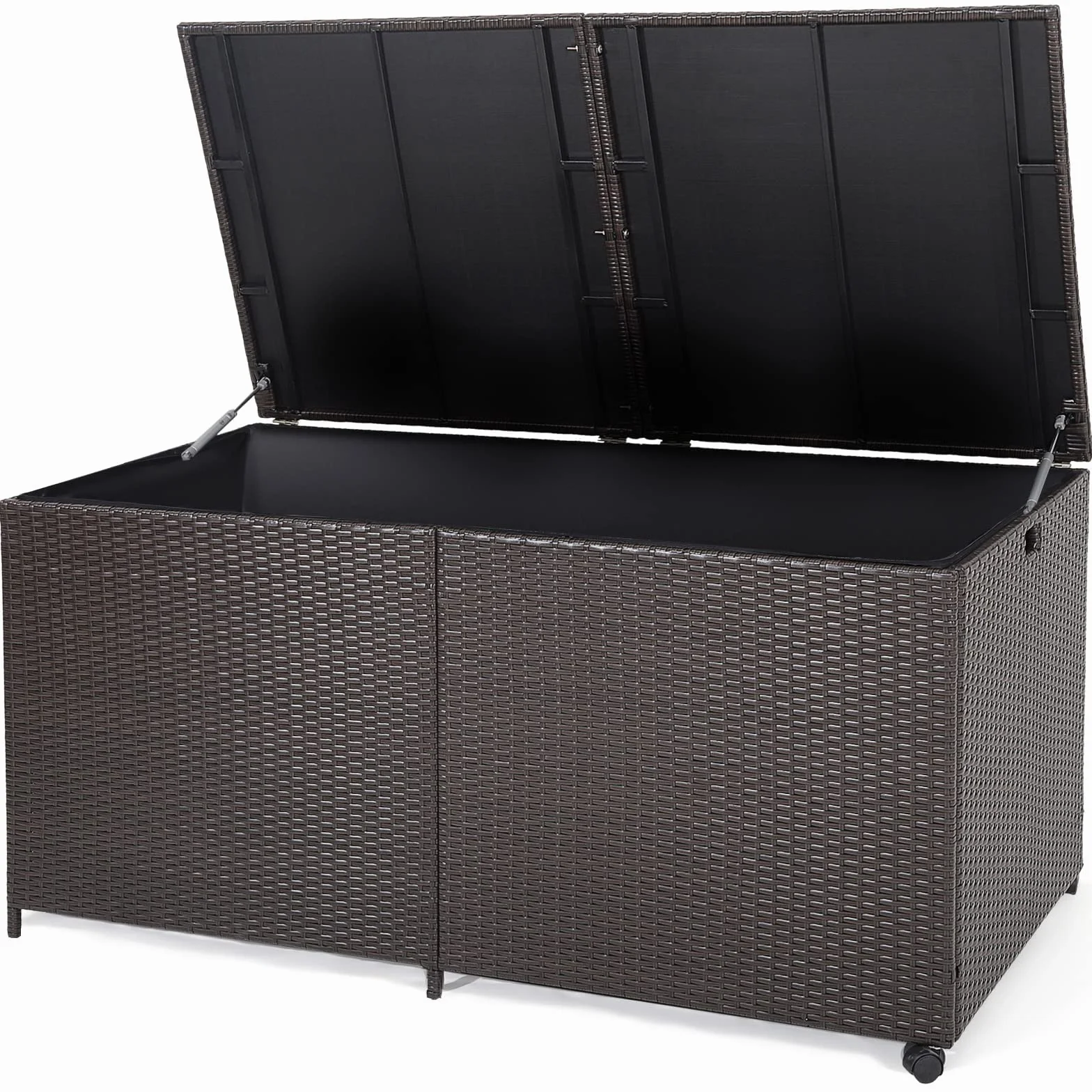 GIANTEX Coffre de Rangement en Rotin 662 L, Résistant aux Intempéries, 150 x 77 x 73 cm