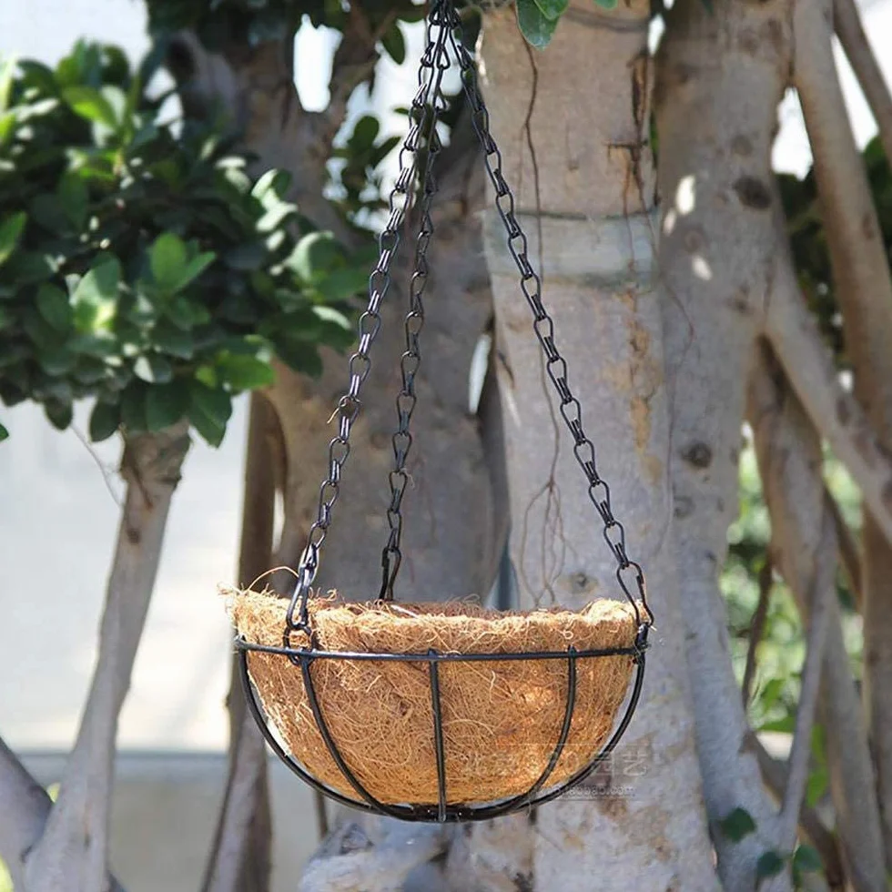 Lot de 2 jardinières suspendues en métal, panier pour plantes à suspendre, noix de coco