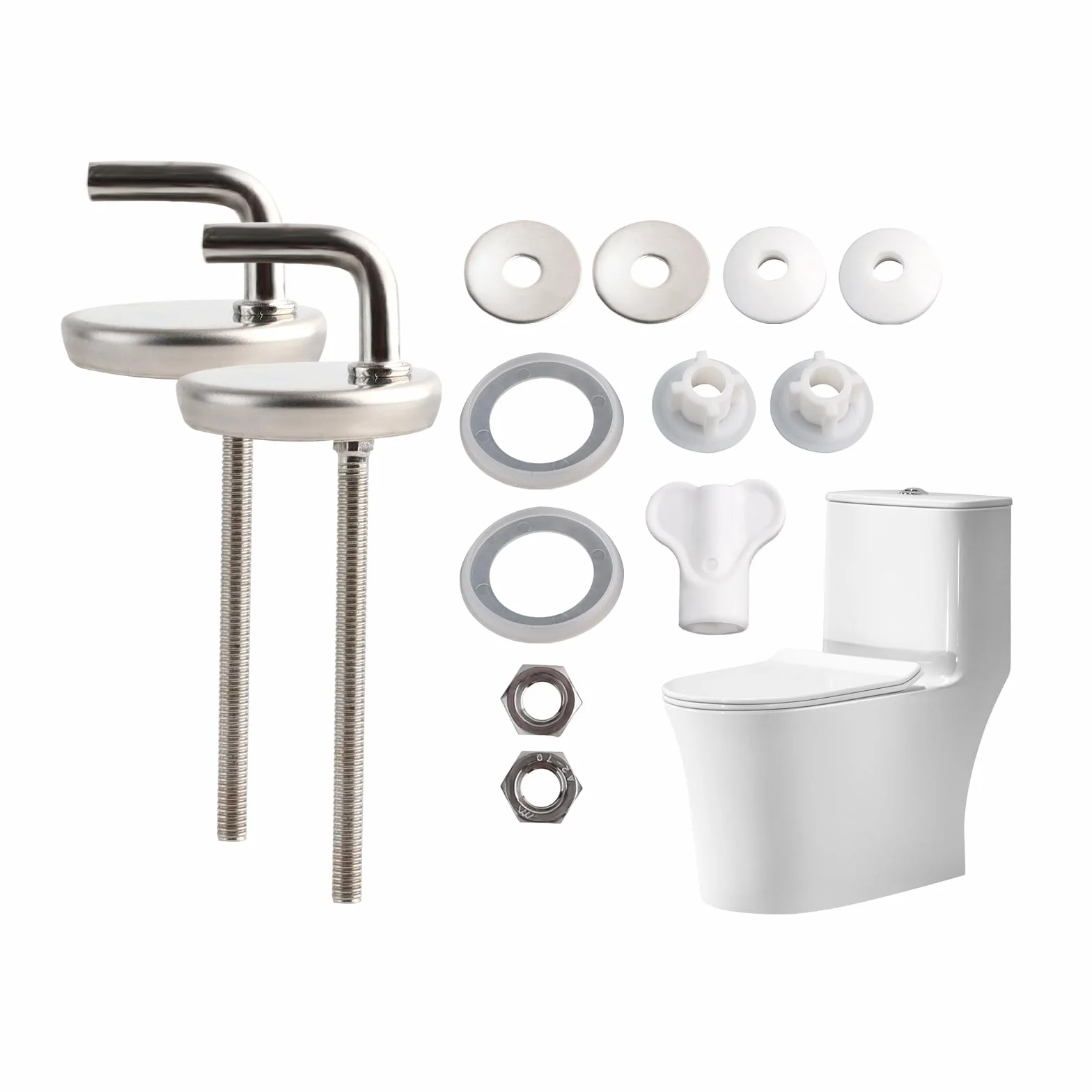 Charnières de Siège de Toilette en Acier Inoxydable, 2 Pièces Dos au Mur pour Abattant de Toilette, Rechange pour Bureau (B)