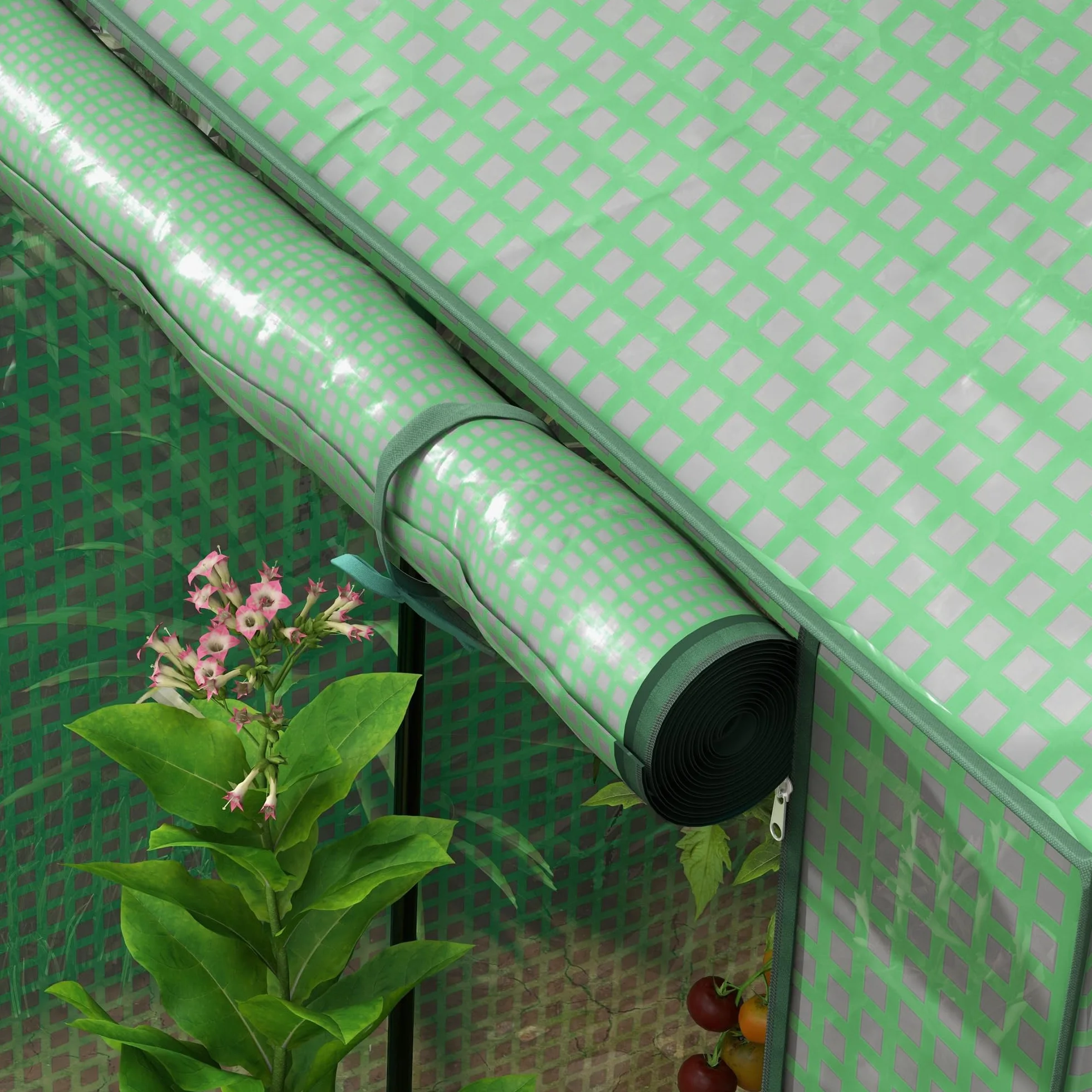 Outsunny Serre de Jardin PE 135 g/m² Châssis Acier 2 Portes zippées 100 x 80 x 150 cm Vert