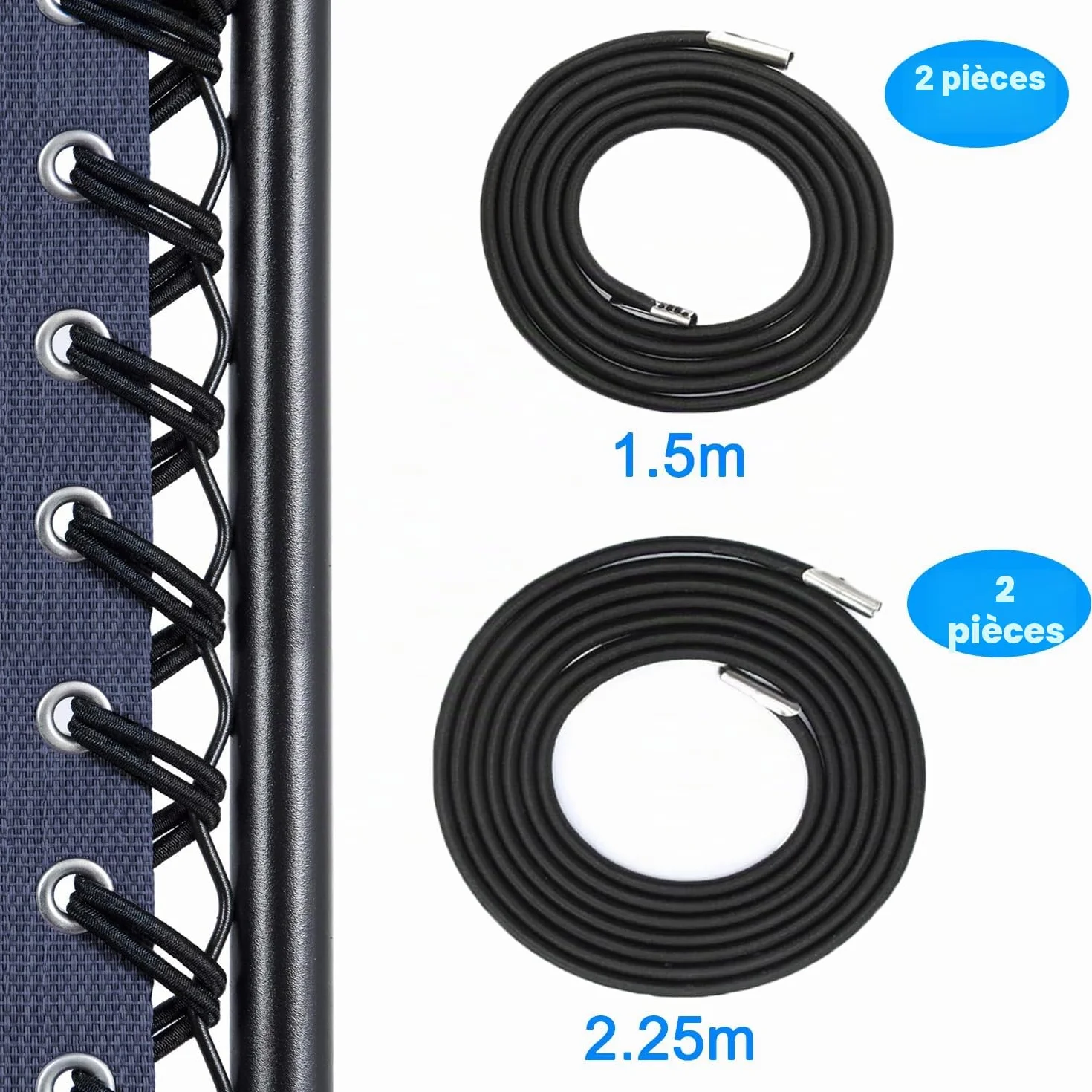 Remplacement Corde Élastique Universelle pour Fauteuil Relax, 4 Pièces Lacets pour Chaise Zéro-Gravité