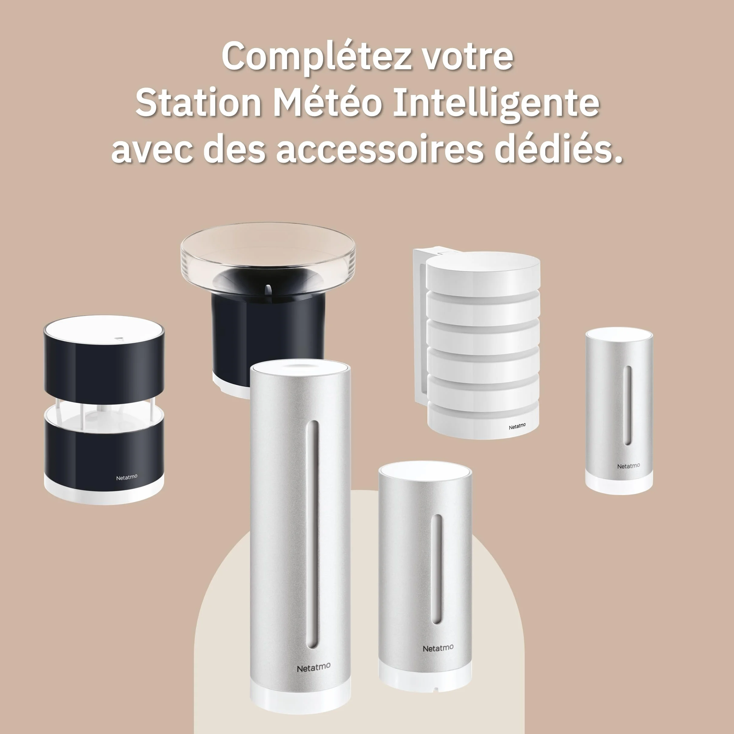 Netatmo Pluviomètre connecté sans-Fil NRG01-WW Noir pour Station Météo