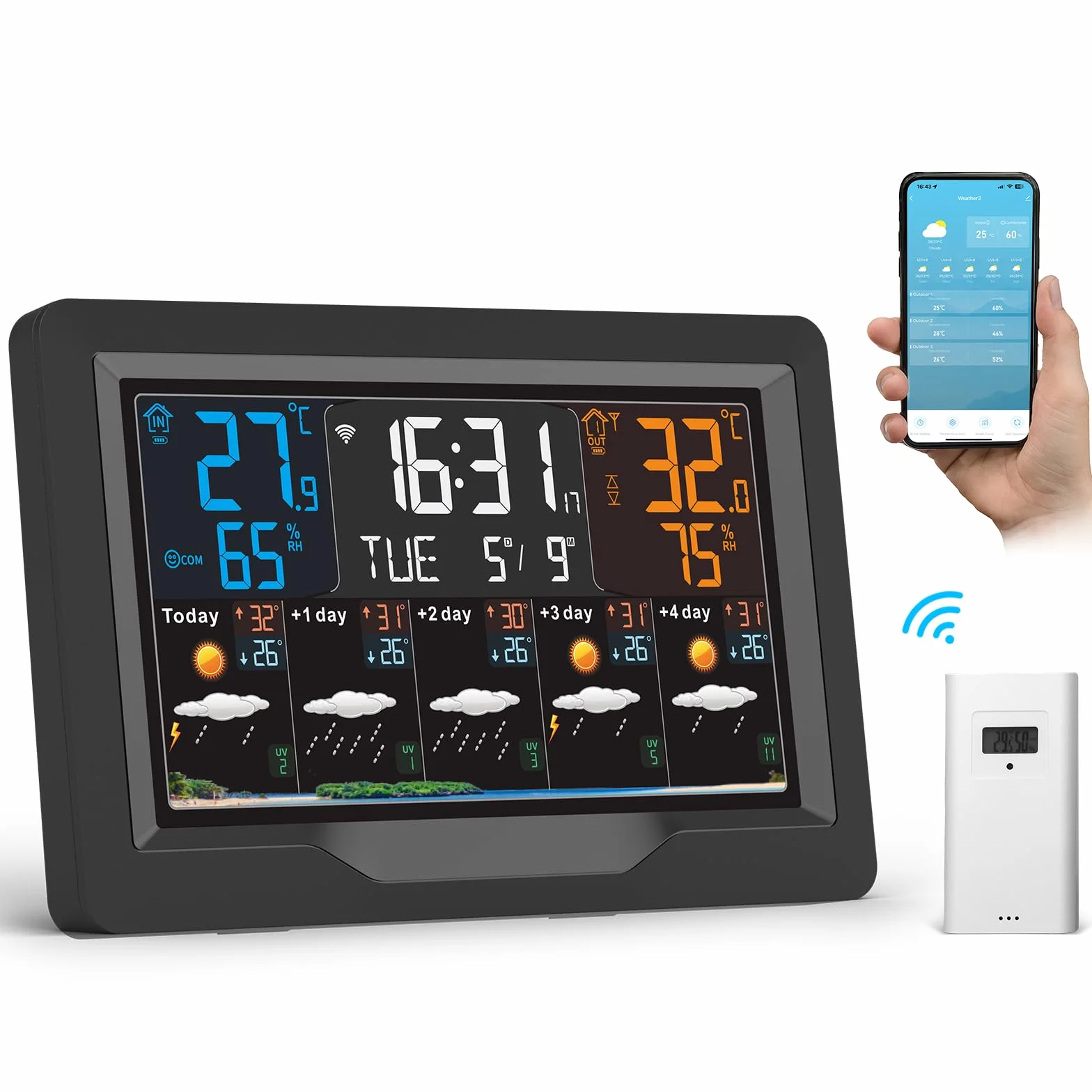 Jely Capteur Extérieur Compatible Station Météo EM3390TF Blanc