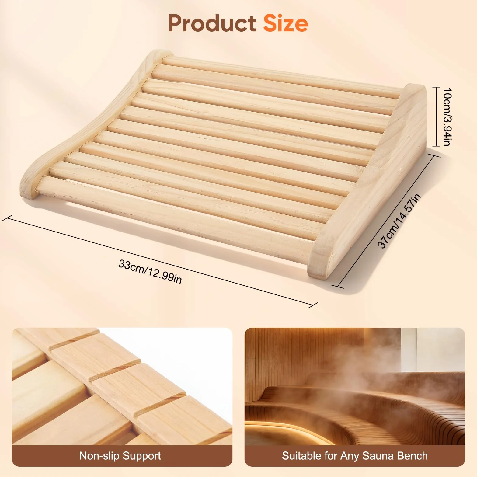 Appui-Tête Sauna en Bois de Cèdre 2 Pièces 37x33x10cm Coussin de Nuque Ergonomique