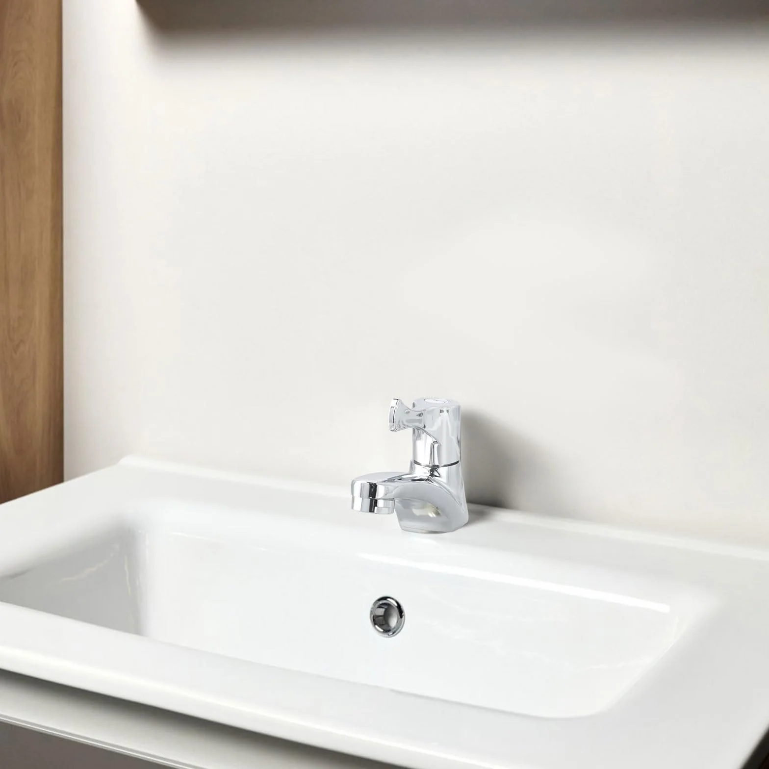 Robinet Eau Froide Simple, Mitigeur Compact Monotrou Lavabo Cuisine Salle de Bain, G1/2, Argent