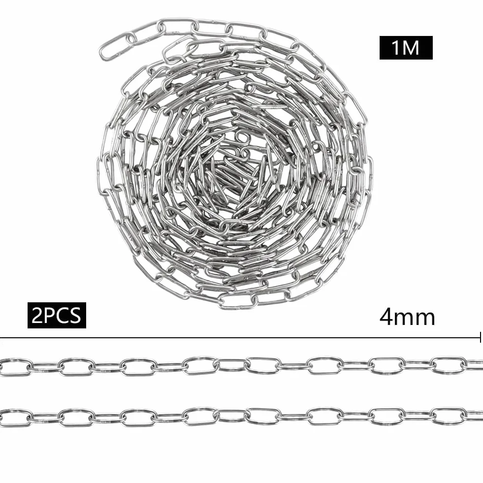 2 Pièces M4 Chaîne en Acier Inoxydable 2M Chaîne en Acier 4mm Maillons Soudés en Acier Inoxydable 304 pour Connecter et Suspendre
