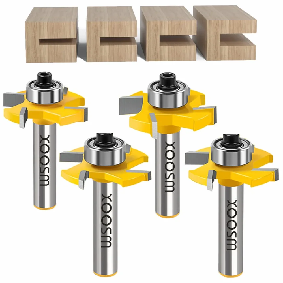 Lot de 4 fraises à rainurer pour défonceuse - Tige de 8 mm - Accessoires professionnels - L 3mm-4 mm - 5 mm - 6 mm