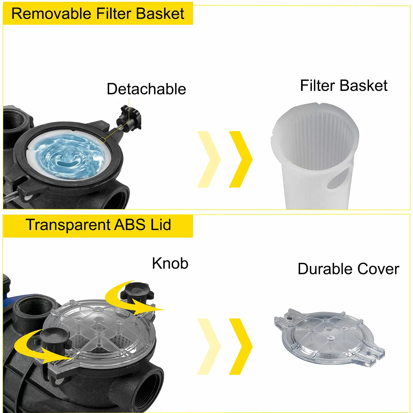 VEVOR Pompe Piscine Filtration 15000 L/h 1 HP Circulation Eau Panier Filtre Amovible 750W