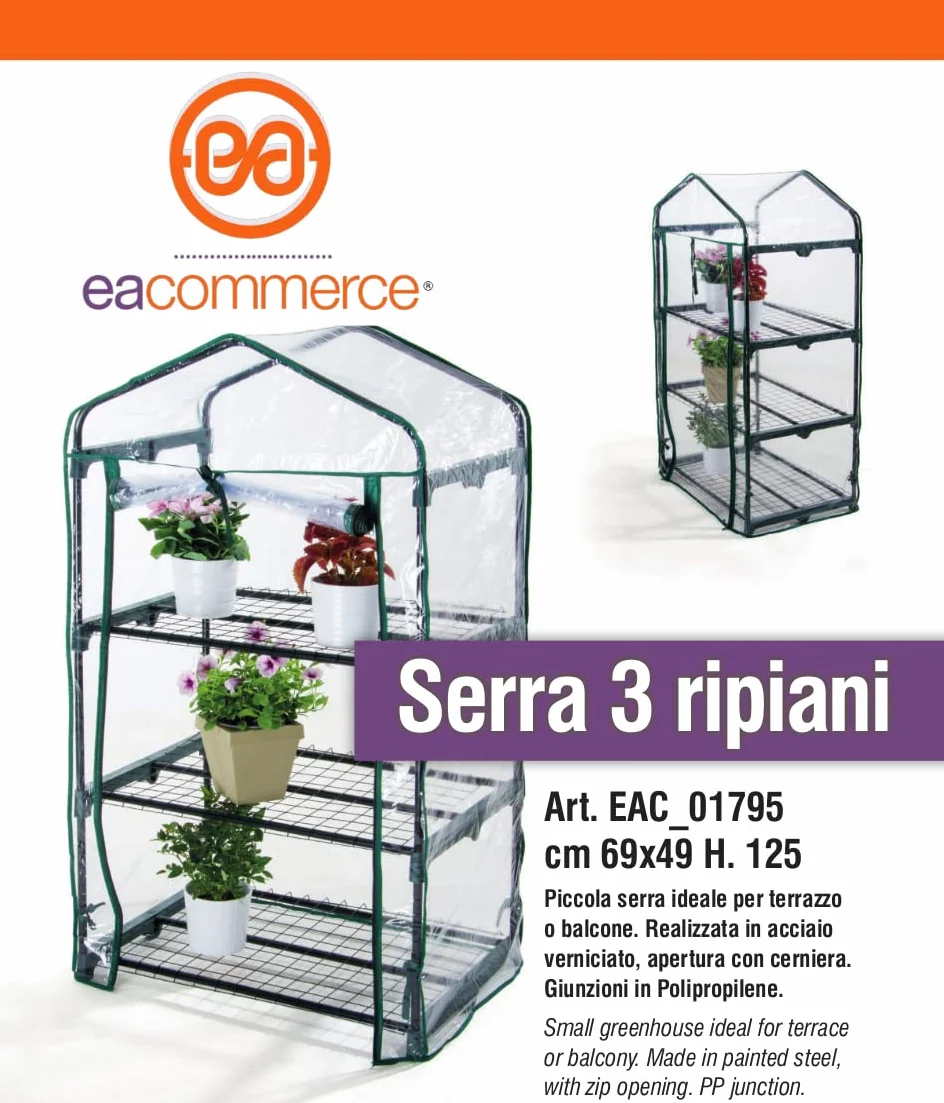 Serre de jardin PVC imperméable 3 étagères 69x49x125 H cm pour balcon potager plantes fleurs