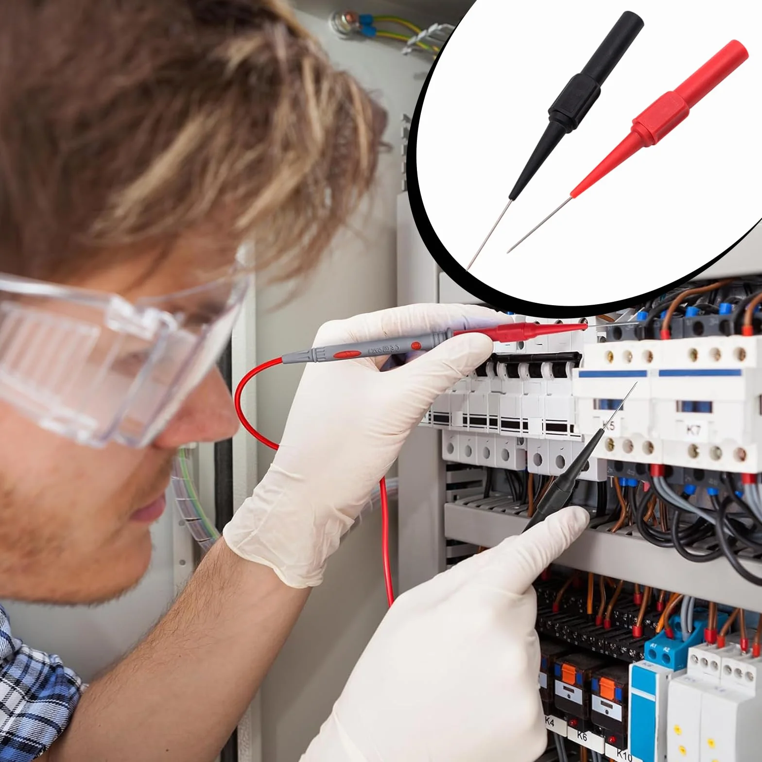 10 Pièces Sondes de Test pour Multimètre, Pointes de Mesure pour Multimètre, Pointe de Touche Multimetres avec Etui Protection Isolant 0.7mm pour Multimètres Laboratoires et Electriciens Rouge Noir