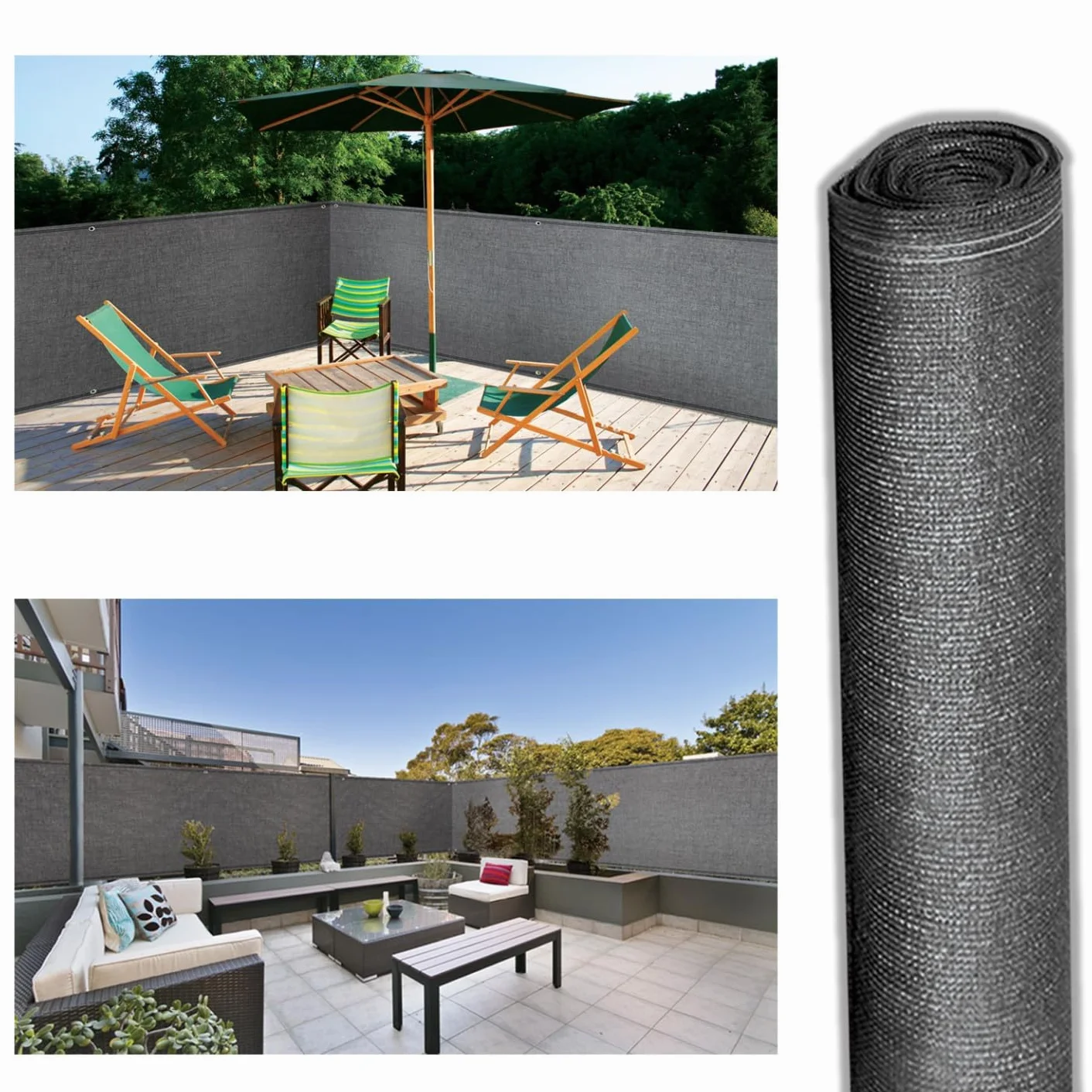 Brise Vue renforcé 1,2 x 10 M Gris 220 GR/m² Luxe Pro