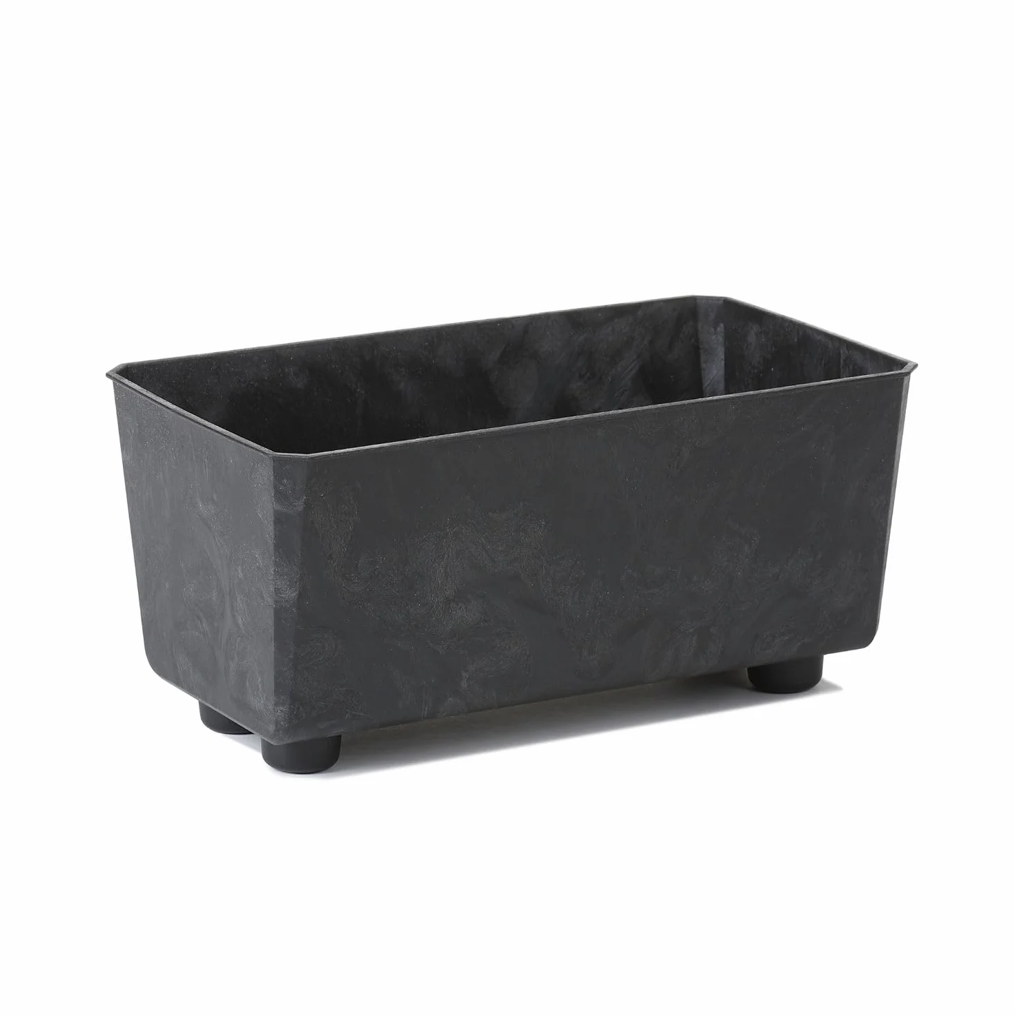 LAMELA Jardinière Rectangulaire Noir Aspect Béton 28,5 x 17 cm 4,2L Plastique Robuste Résistant Aux Intempéries