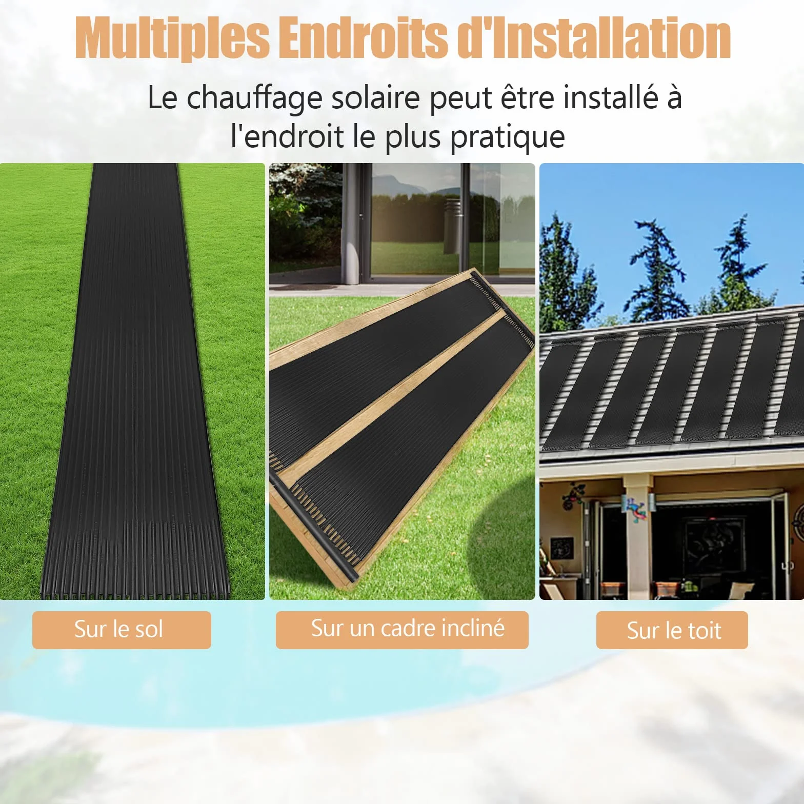 COSTWAY Chauffage Solaire pour Piscines 2 Panneaux 300x75 cm