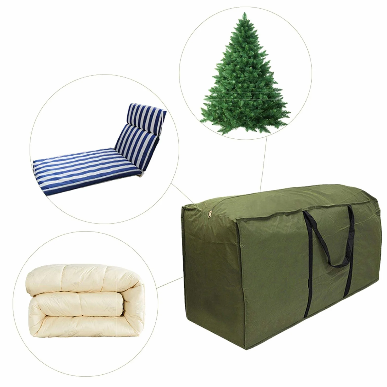 Sac de rangement imperméable pour coussins de meubles de jardin, grand sac pliable avec poignées et fermeture éclair