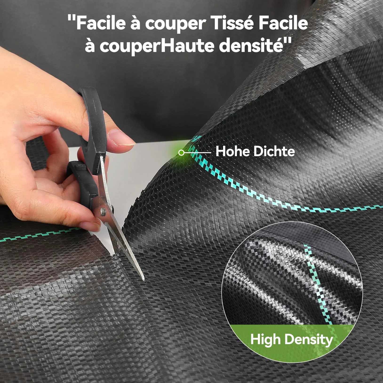Iropro Toiles de Paillage 2m x 25m 50㎡ Geotextile Anti Mauvaises Herbes Perméable à l'eau Résiste UV Noir