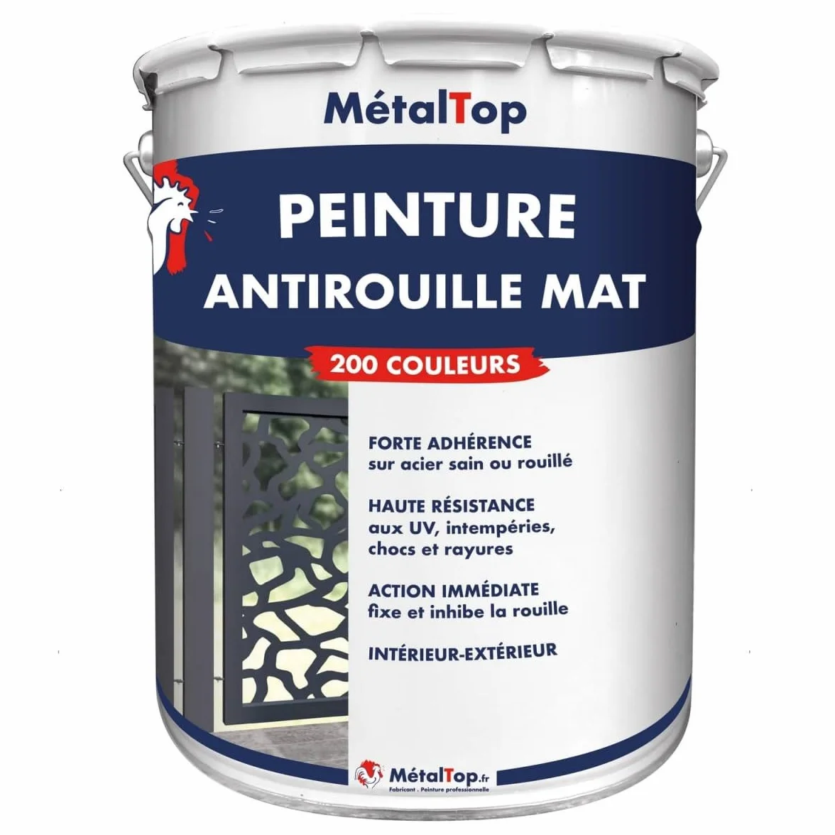 Metaltop - Peinture Antirouille Mat - Gris noir - RAL 7021-1 L - Protection pour métal extérieur avec finition sobre et résistante