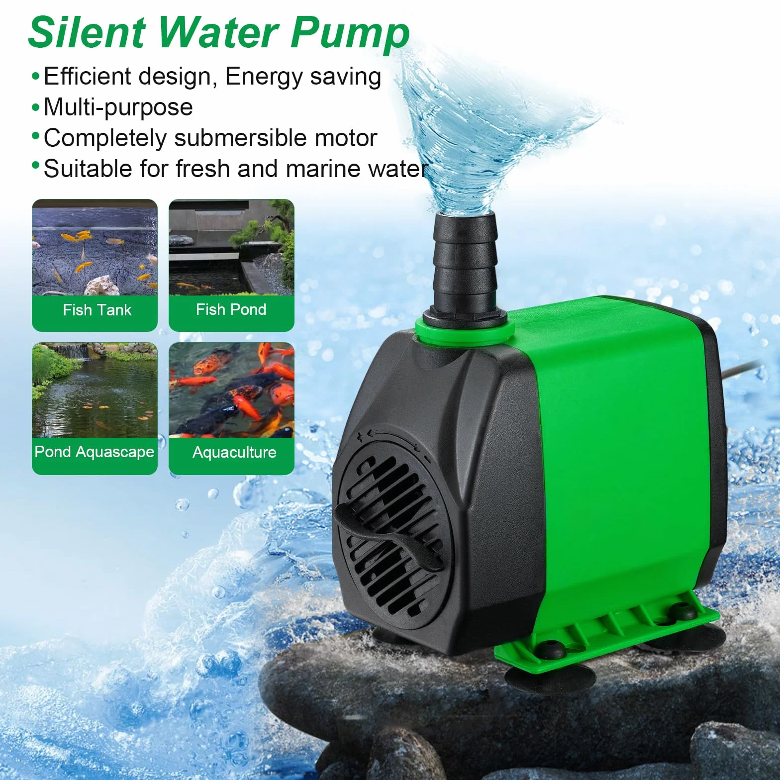 Cascade bassin jardin acier inoxydable pompe 30W 2000 l/h 20 cm filtre fontaine