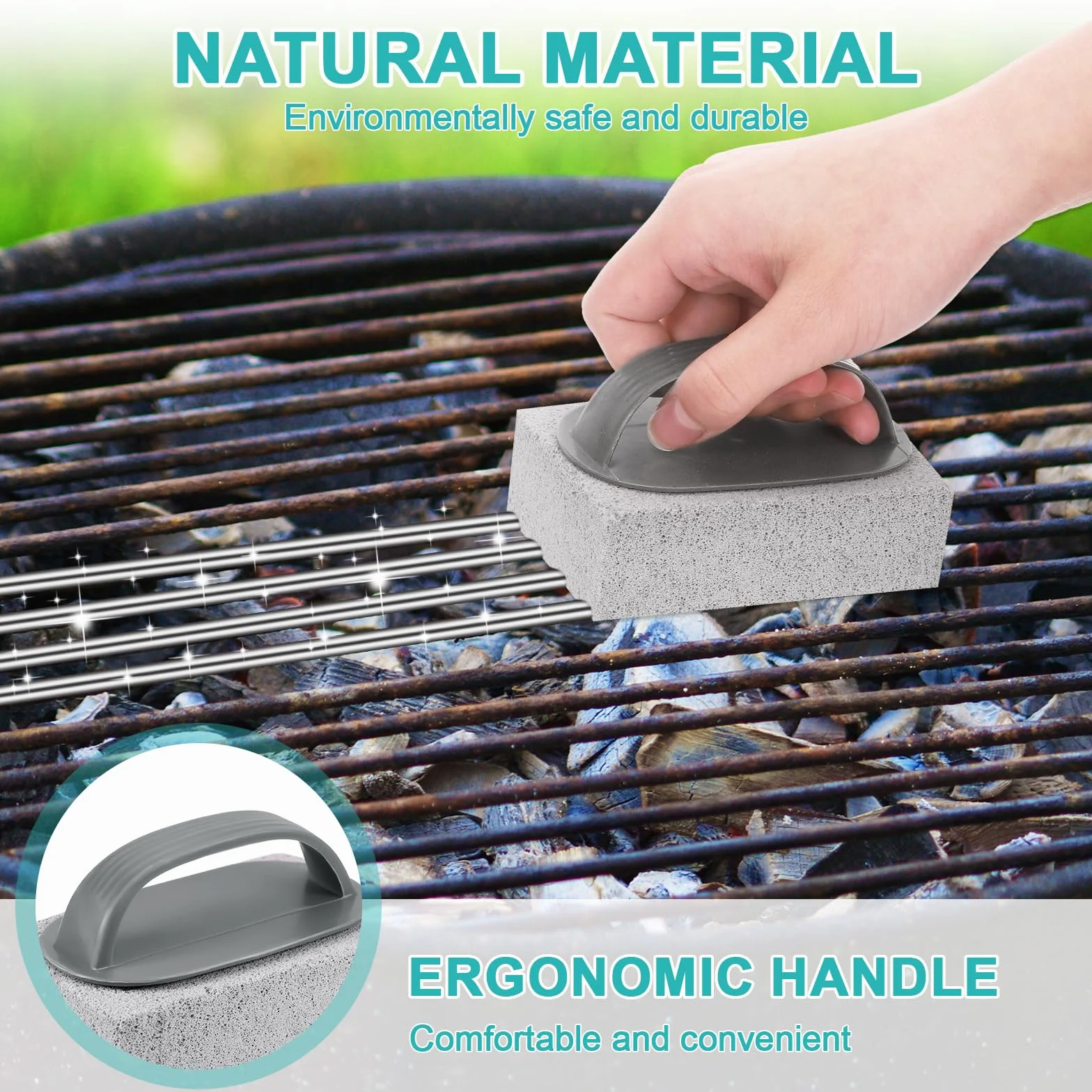 Zocipro 4Pcs Pierre de Nettoyage pour Barbecue Grille avec Poignée