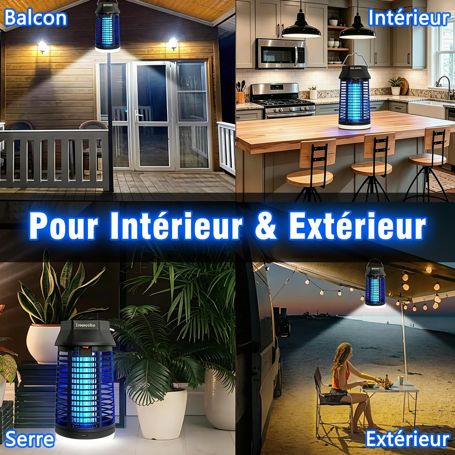 Lampe Anti Moustique 4200V Tue Mouche Électrique IPX4 UV Extérieur Intérieur Maison Jardin