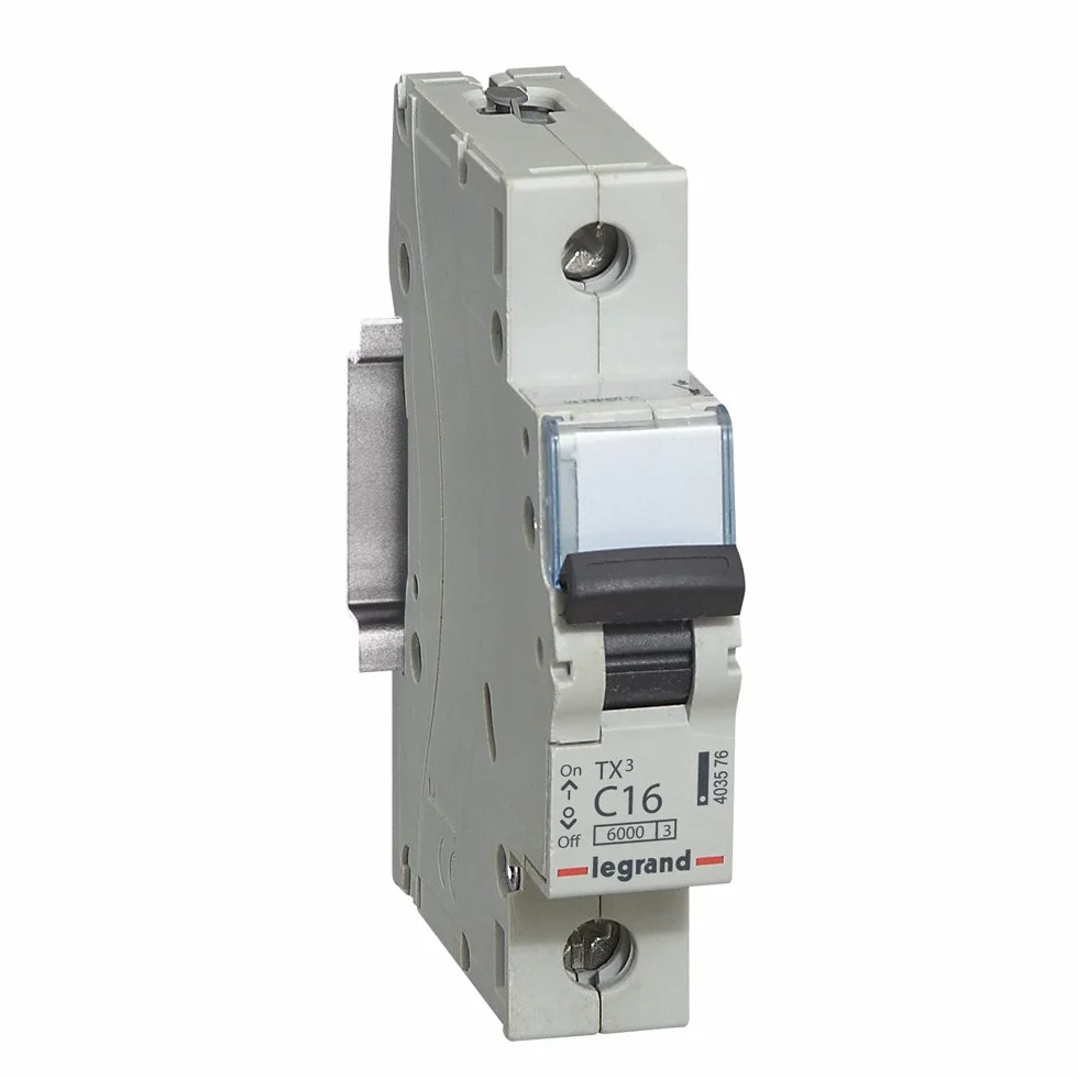 Legrand 403576 Interrupteur automatique magnétique thermique, 1P, 16 A, courbe C, 6 kA, 1 module, TX3