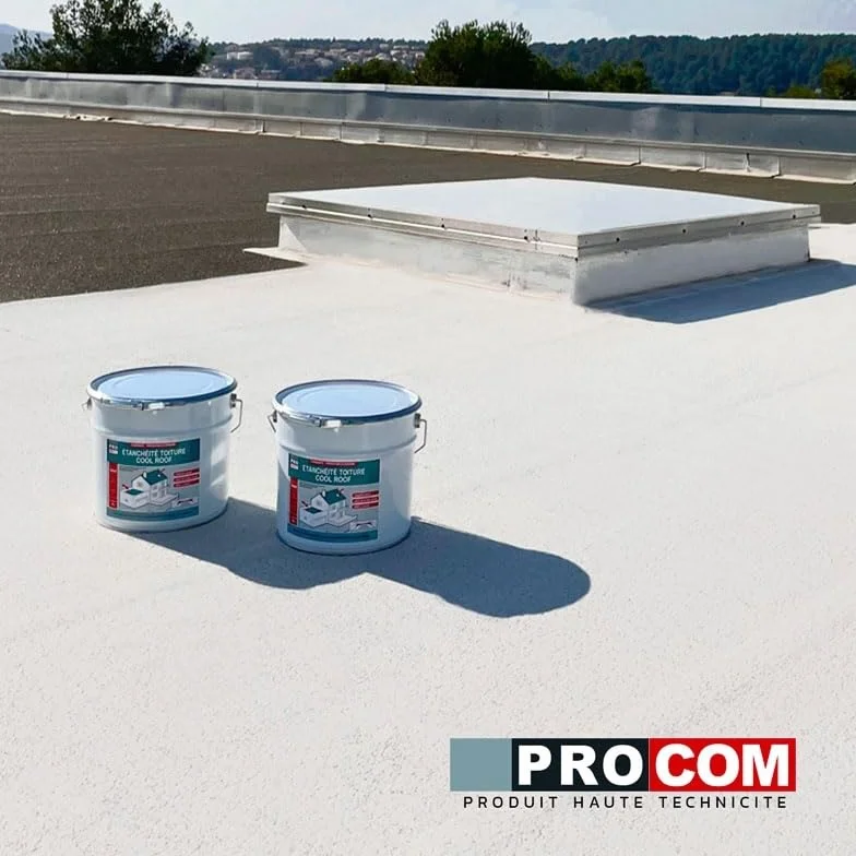 PRO COM Peinture toiture étanche Cool Roof, peinture réfléchissante blanche, anti chaleur 2.5 litres