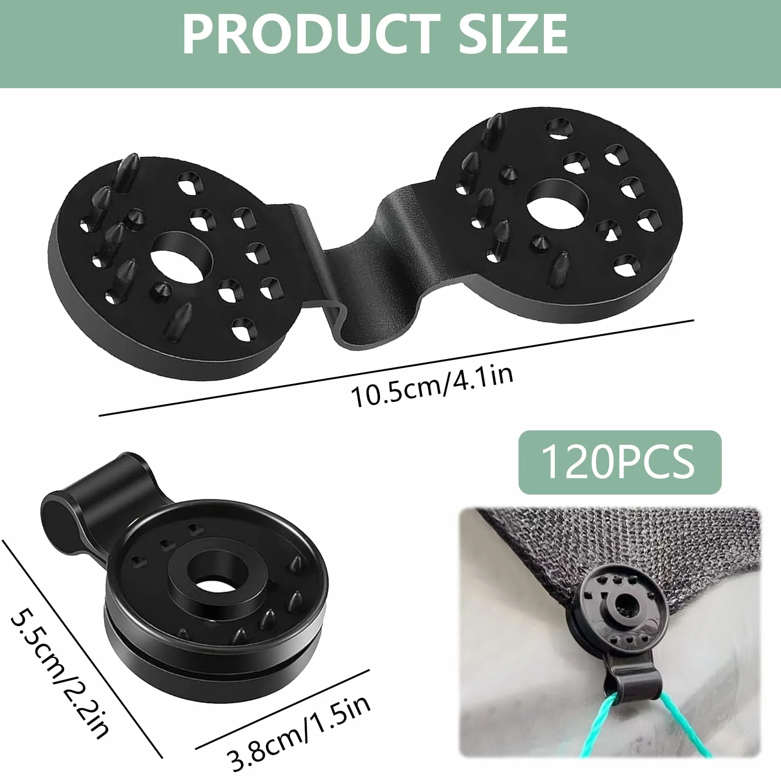 Clips de Filet 120 Pièces pour Toile d'Ombrage, Fixation Résistance Intempéries