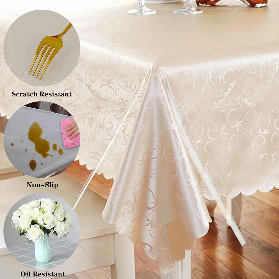 Nappe en PVC Transparente Rectangulaire 0.13 mm Imperméable Protection de Table Anti-Graisse 140 x 260 cm