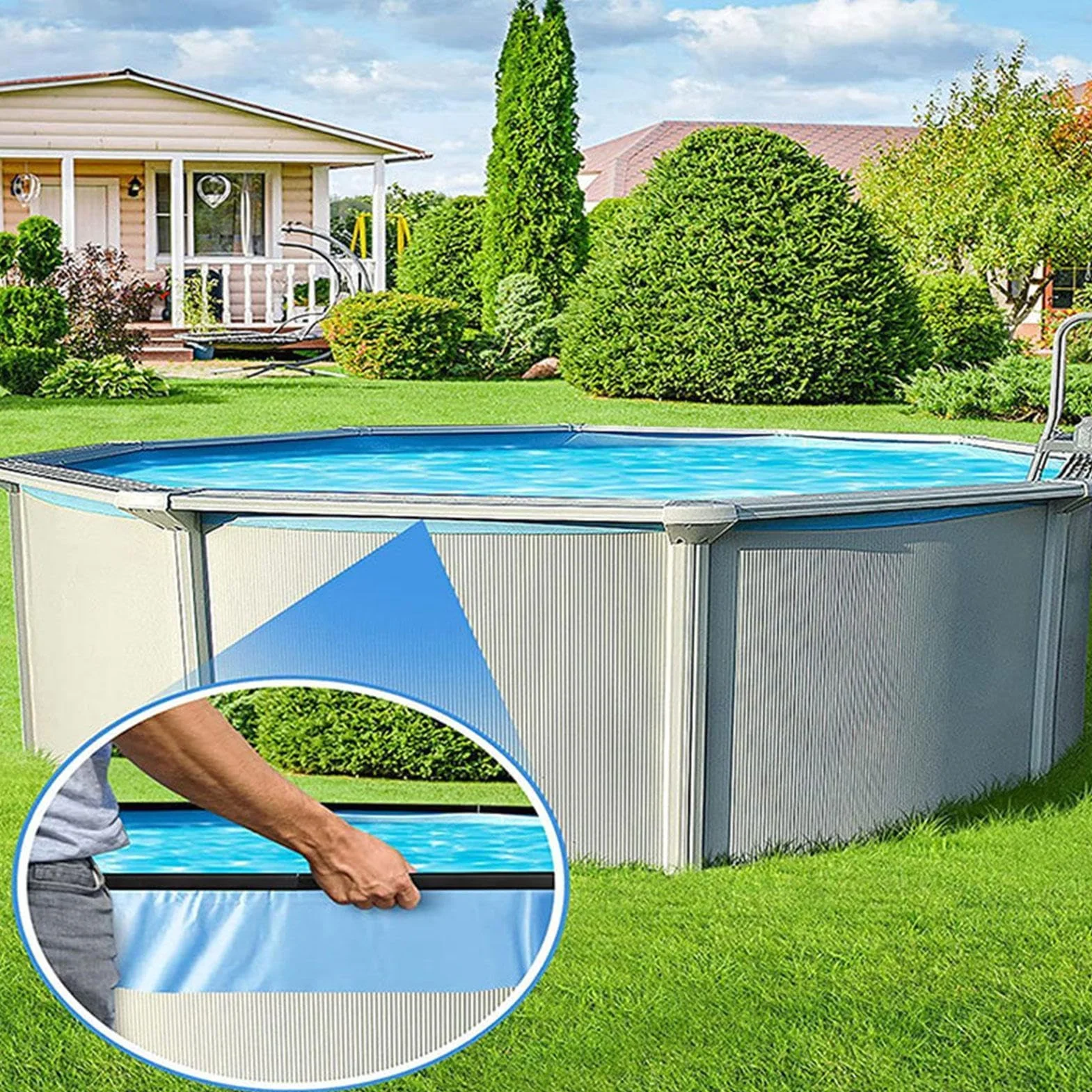 Bandes de margelle PE 61 cm pour piscine creusée - Clips d'adaptation réutilisables