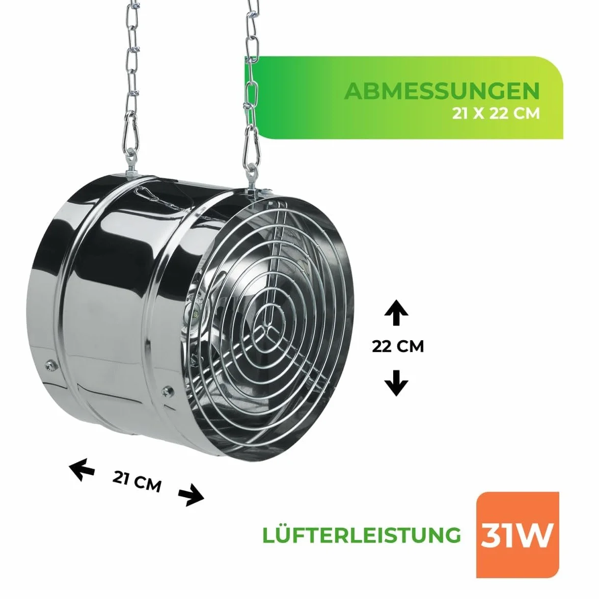 Bio Green ARZ-F Ventilateur 31 W 22 x 18 cm