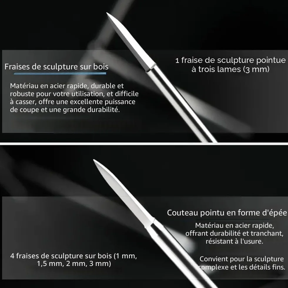 Dremel Lot de 6 forets sculpture sur bois tige 3 mm