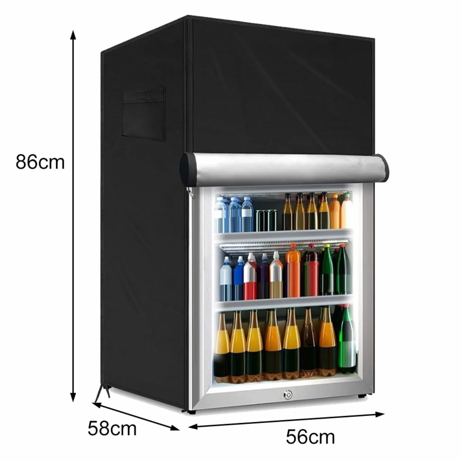 Housse de protection réfrigérateur extérieur 210D imperméable noir S 56 x 58 x 86 cm