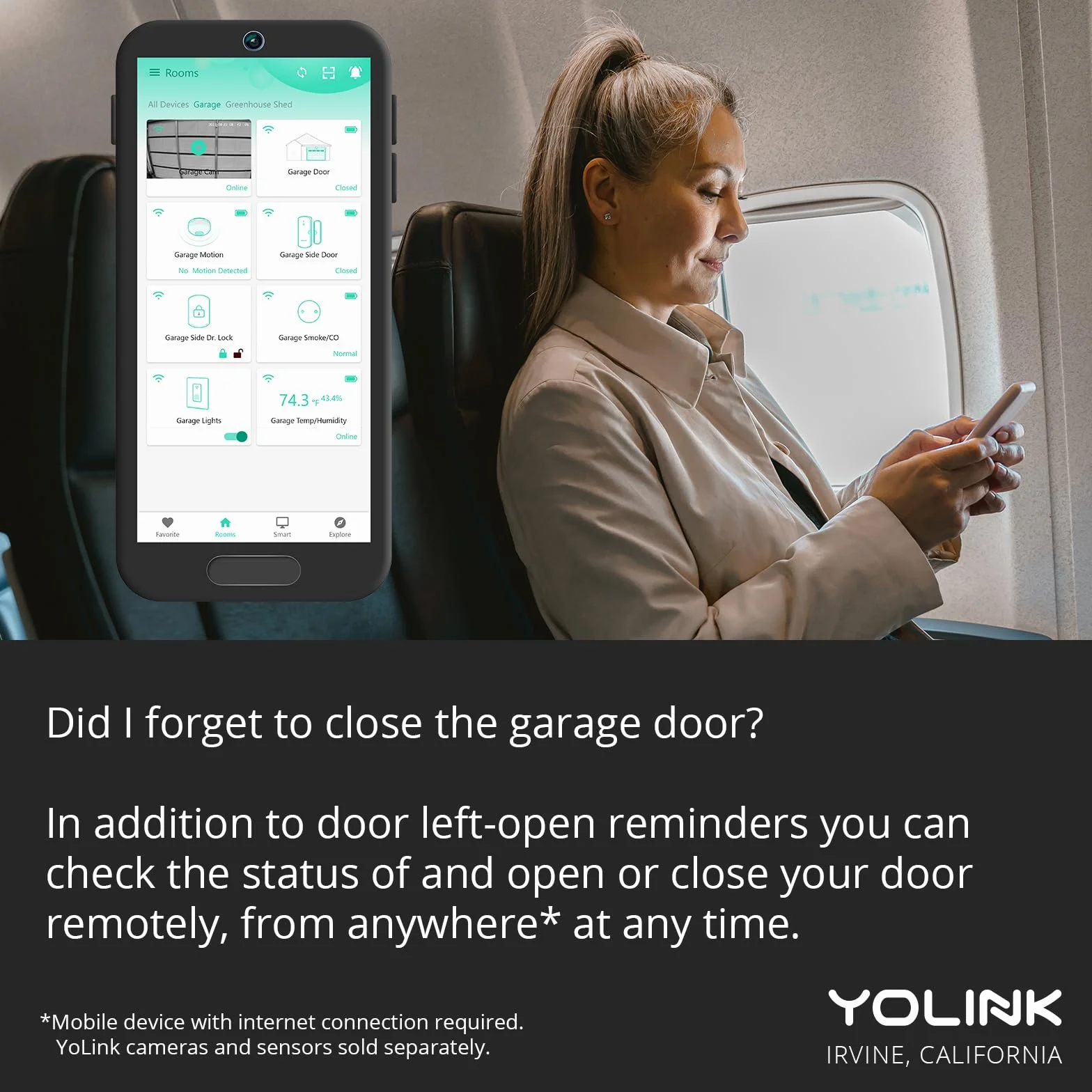 YoLink Garage Door Controller and Wireless Sensor - Remote Control Existing Garage Door Opener, 1/4 Mile World's Longest R.