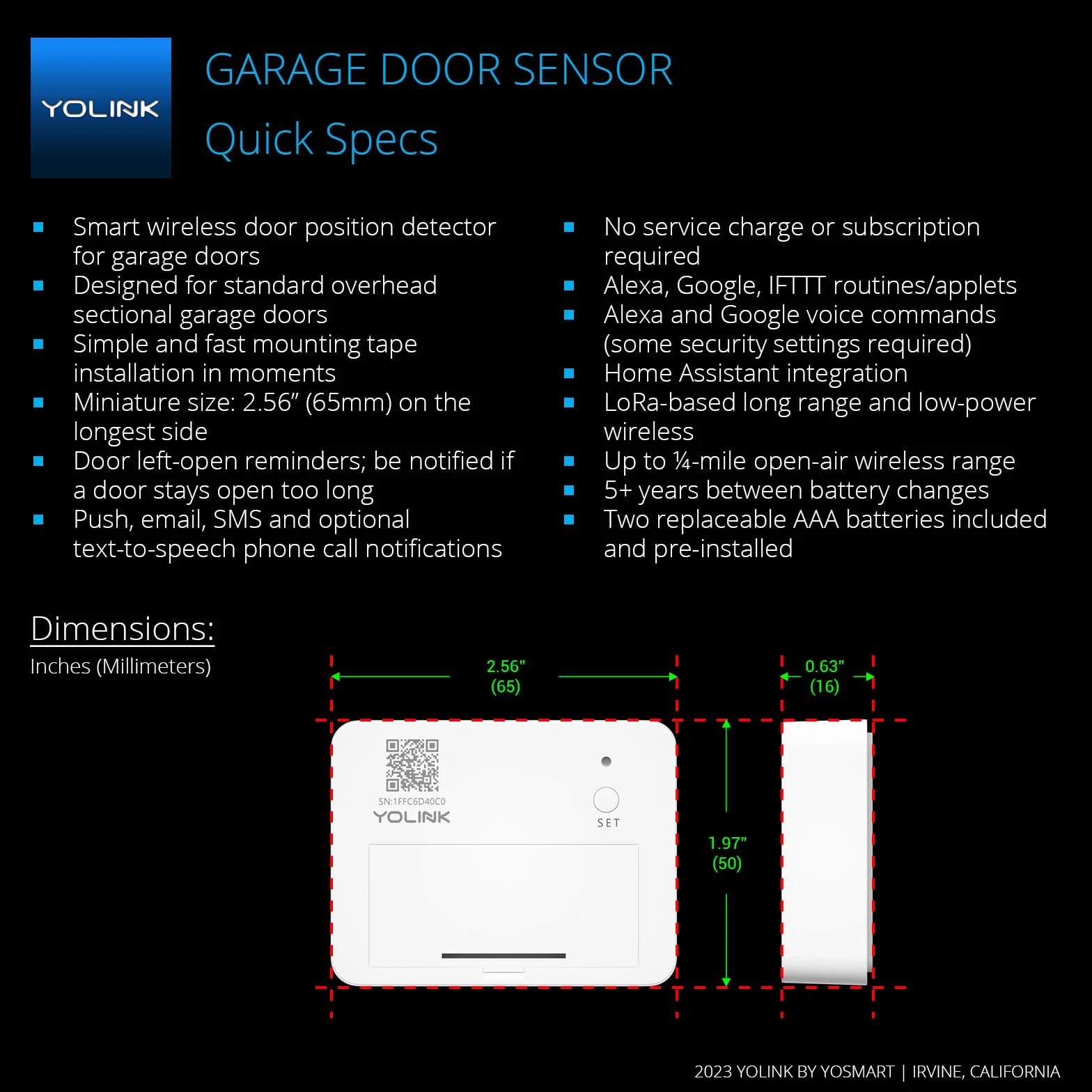 YoLink Garage Door Controller and Wireless Sensor - Remote Control Existing Garage Door Opener, 1/4 Mile World's Longest R.