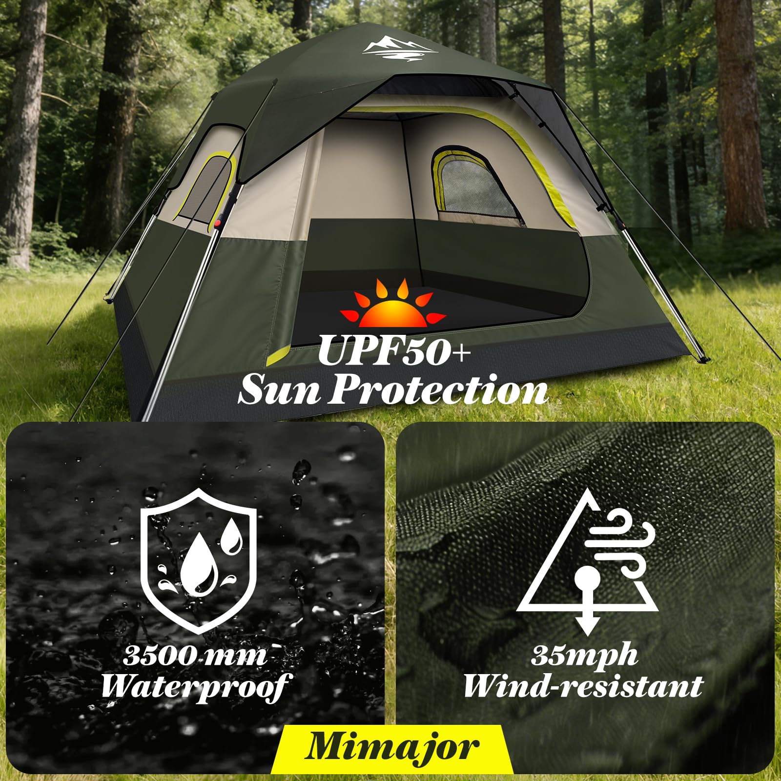 4-Person Instant Setup Waterproof Camping Tent