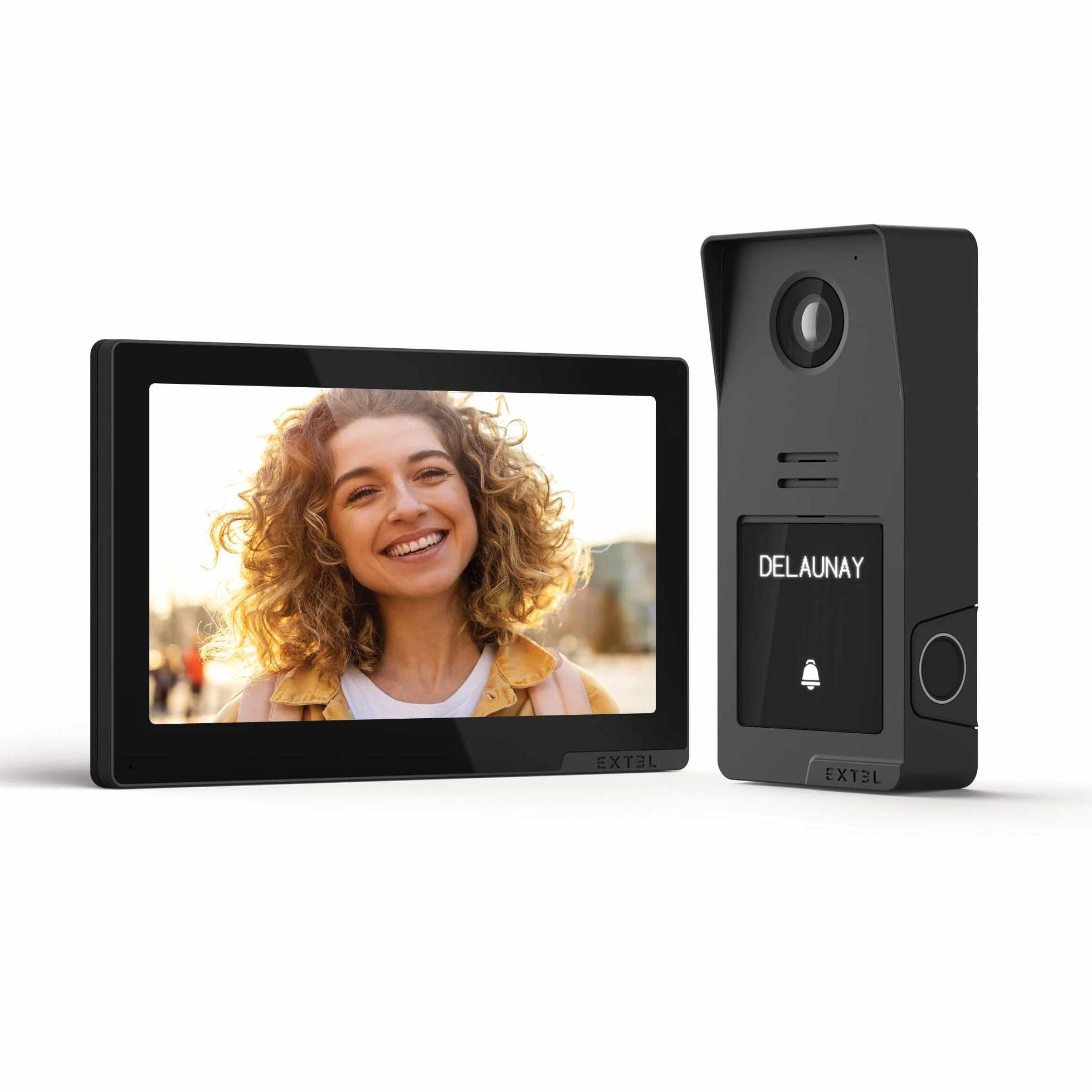 Extel Digital Connect Visiophone Filaire 2 Fils 7" 2K avec Lecteur d'Empreinte Digitale
