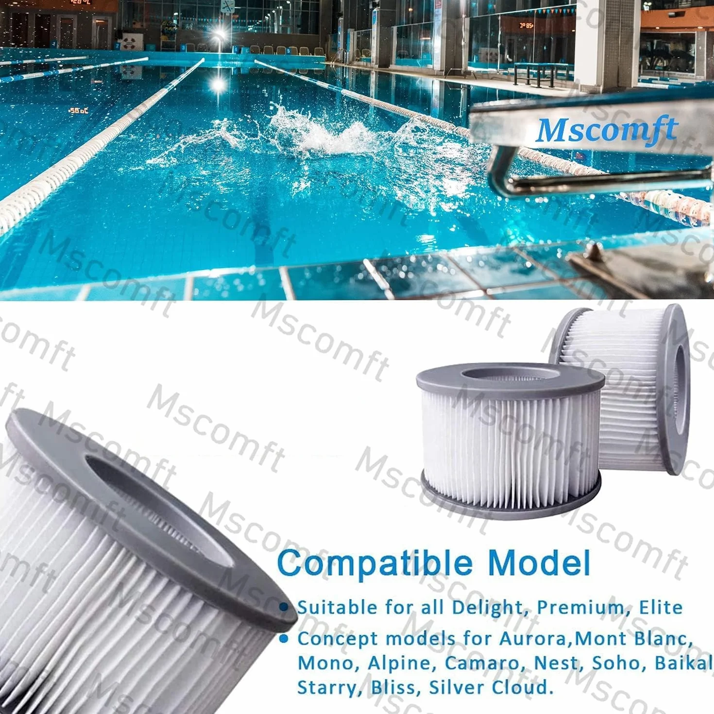Filtre Spa Lite pour MSPA Whirlpoal - Cartouche Filtrante 4 Pièces Modèle 2020